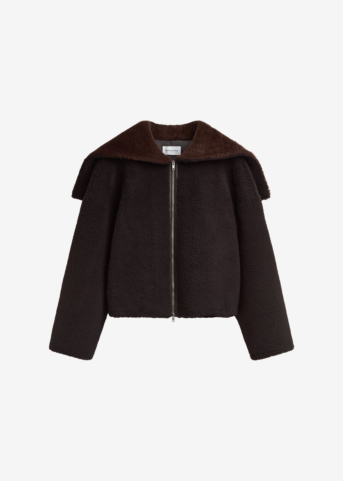 Nera Shearling Reversible Zip-Up Hooded Jacket - Dark Brown