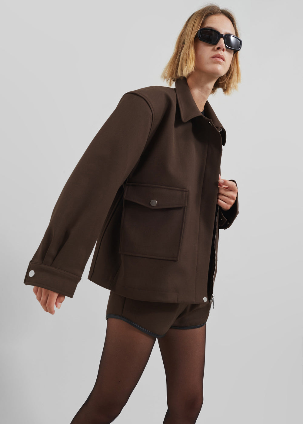 Neri Cropped Jacket - Brown - 1