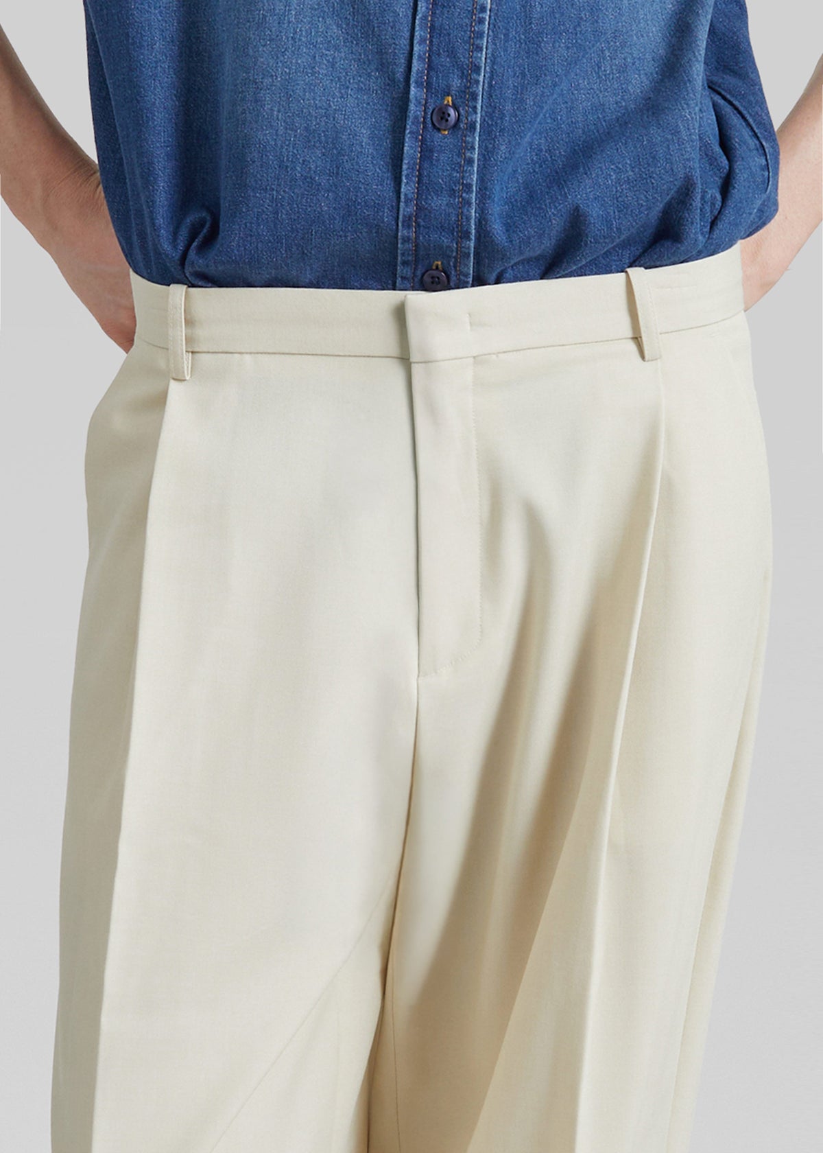Neria Pleated Trousers - Light Beige - 4