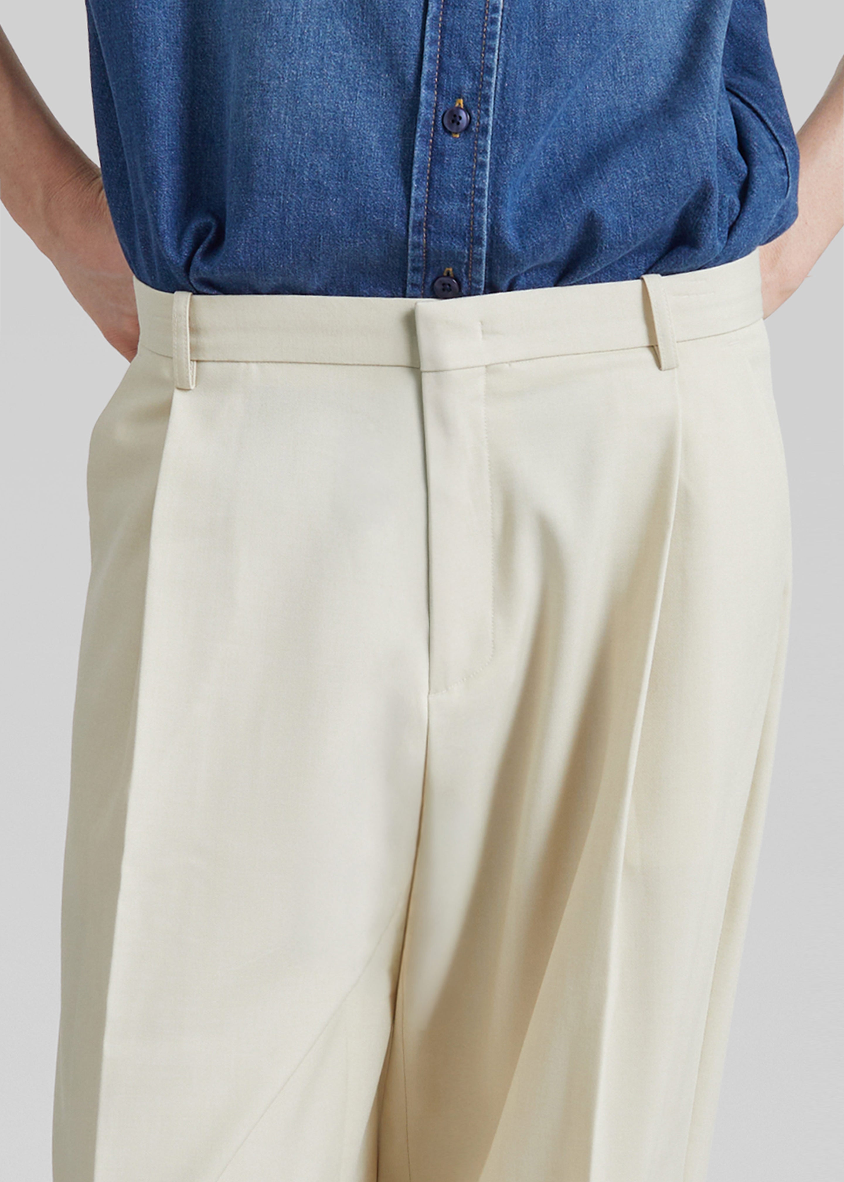 Neria Pleated Trousers - Light Beige - 4