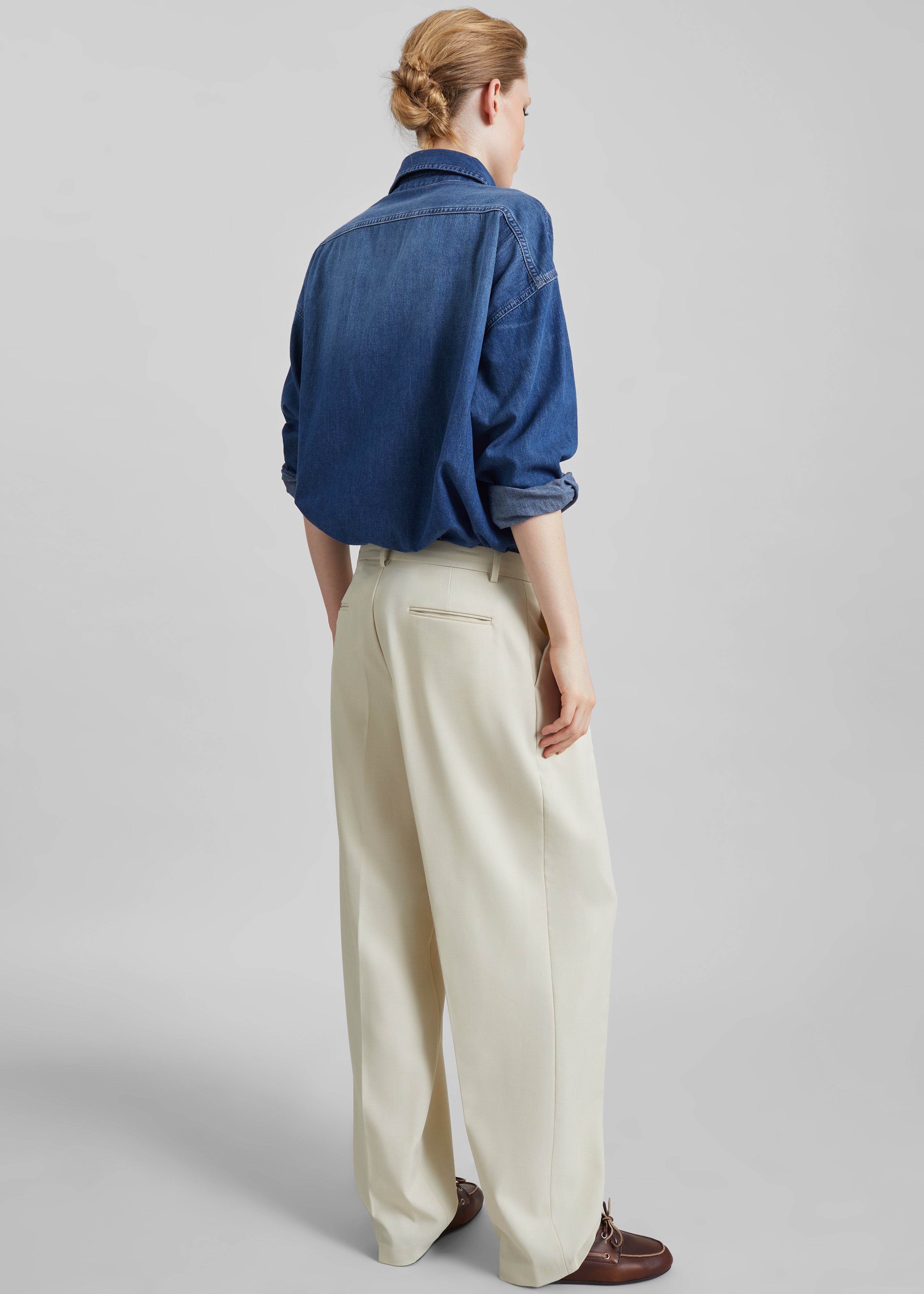 Neria Pleated Trousers - Light Beige - 6