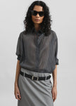 Kesin Open Back Shirt - Grey/White Stripe