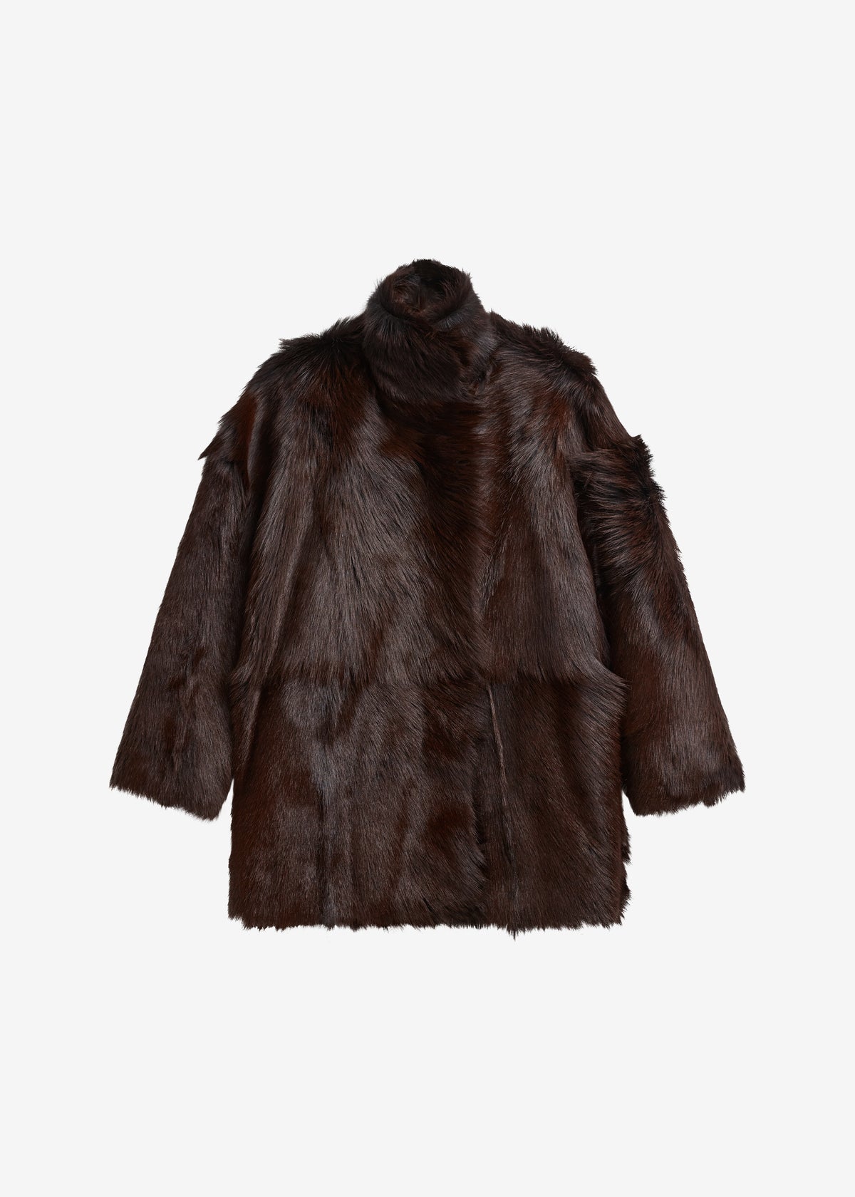 Nerola Funnel Neck Fur Coat - Plum - 12