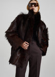Nerola Funnel Neck Fur Coat - Plum