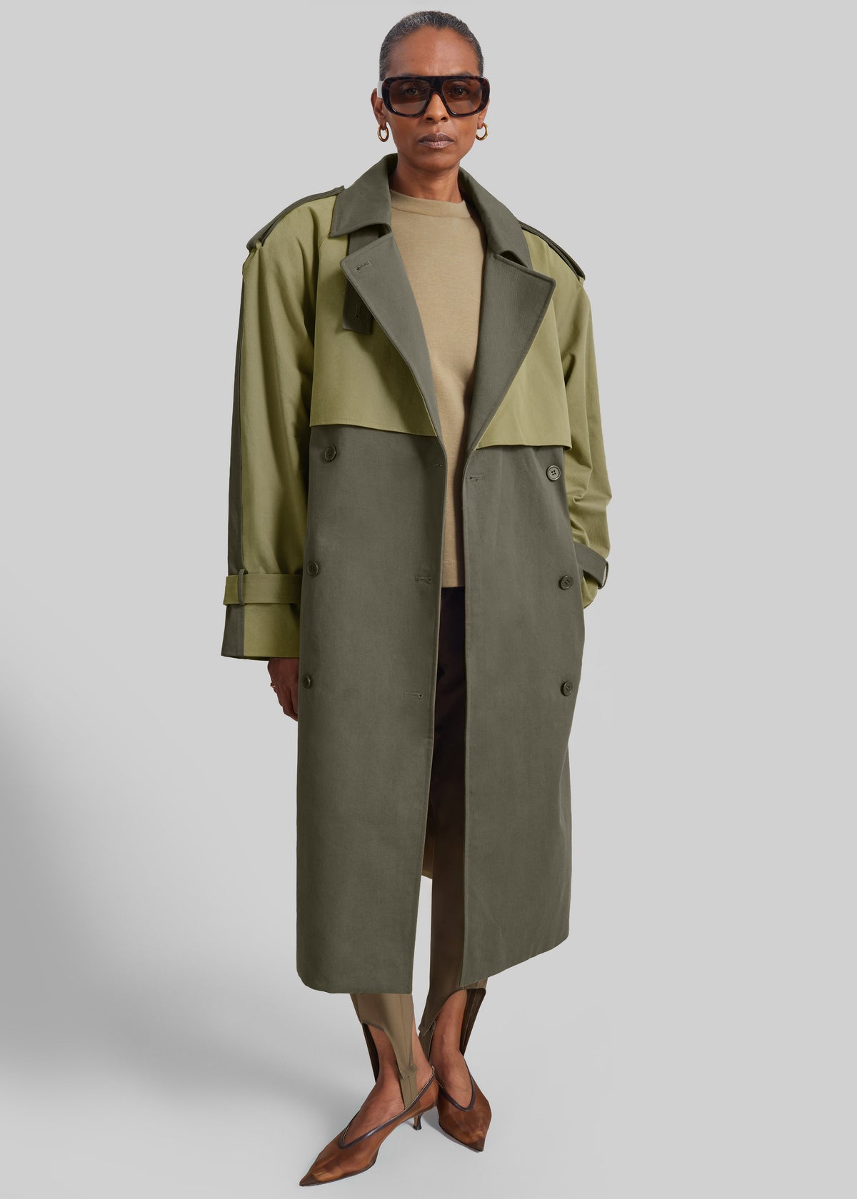 Trench Nesso bicolore - Verde combinato
