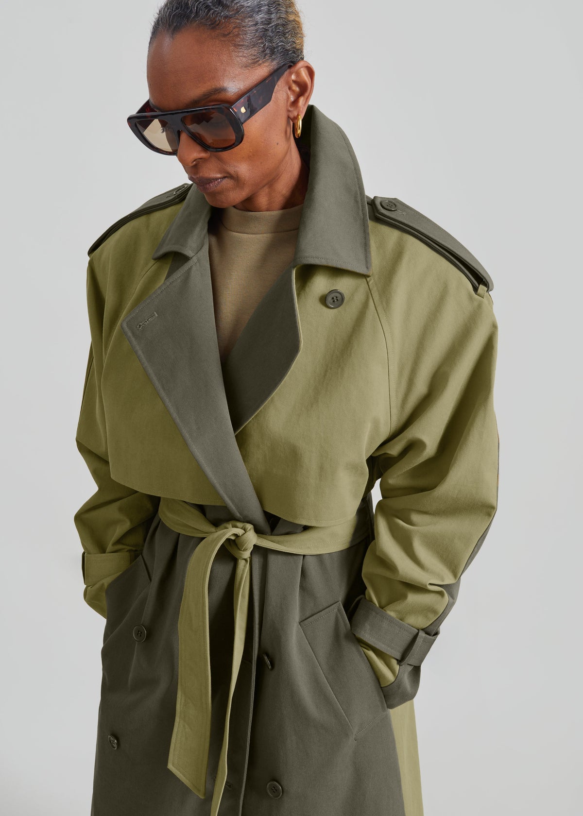 Trench Nesso bicolore - Verde combinato