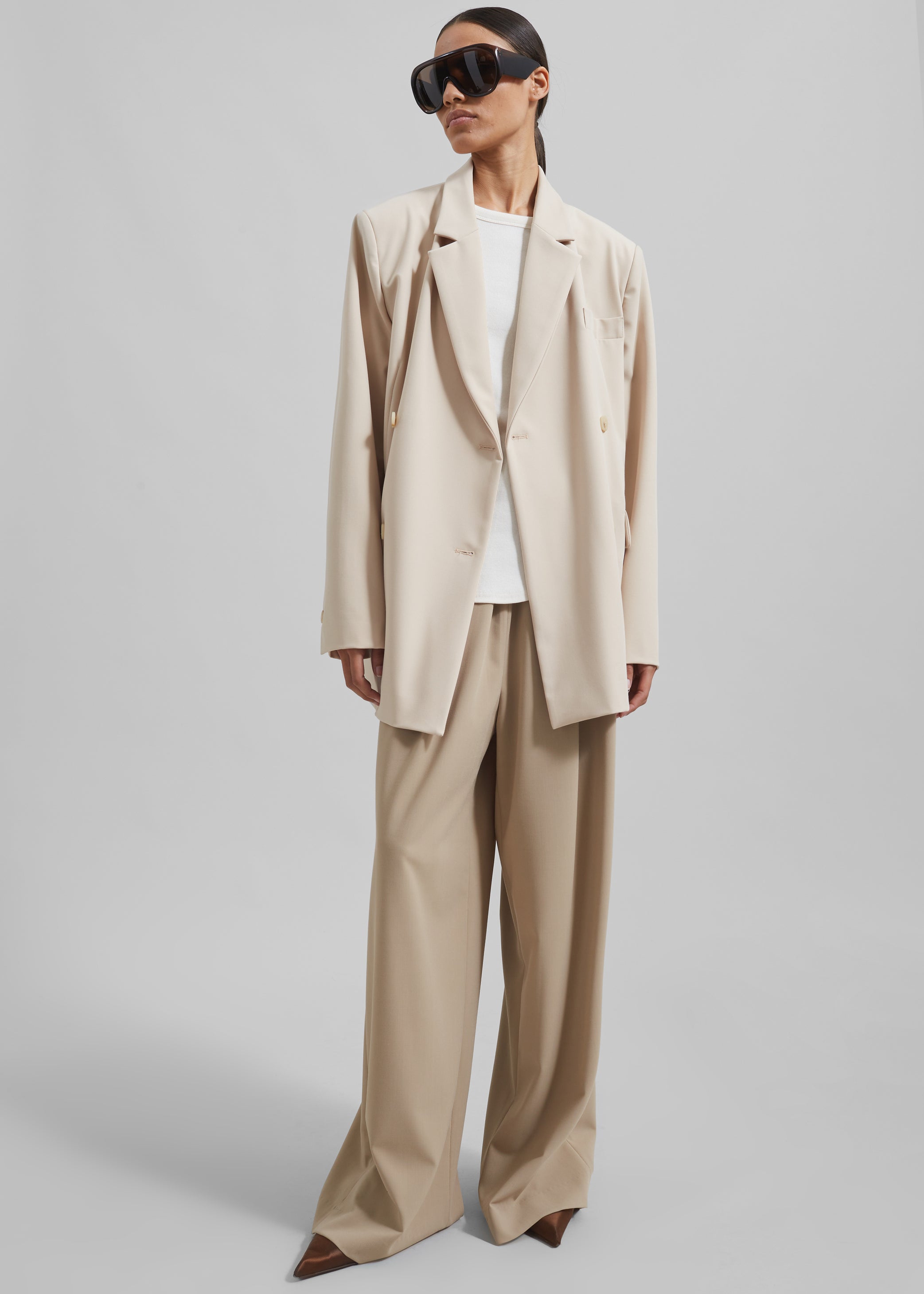 Shop the look image for Neva Wide Trousers - Beige