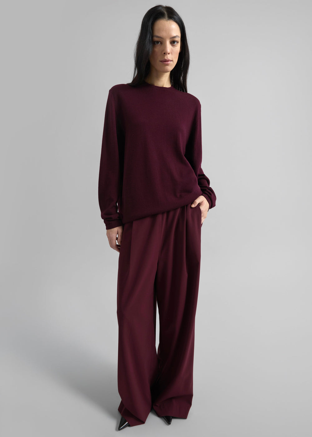 Neva Wide Trousers - Burgundy - 1