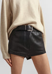 Nevis Faux Leather Hot Pants - Black