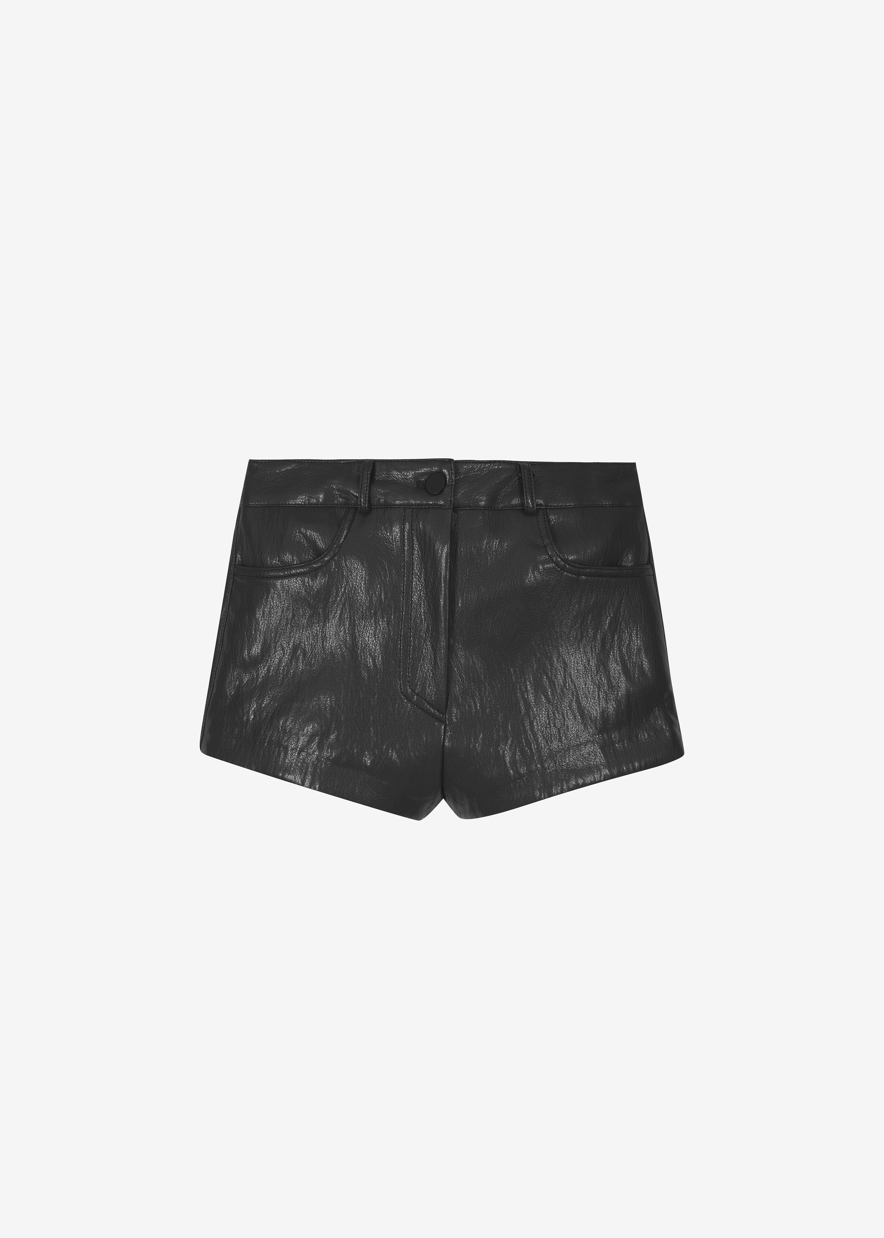 Nevis Faux Leather Hot Pants - Black - 7