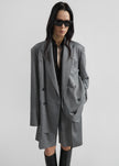 Newark Double Breasted Blazer - Grey Melange