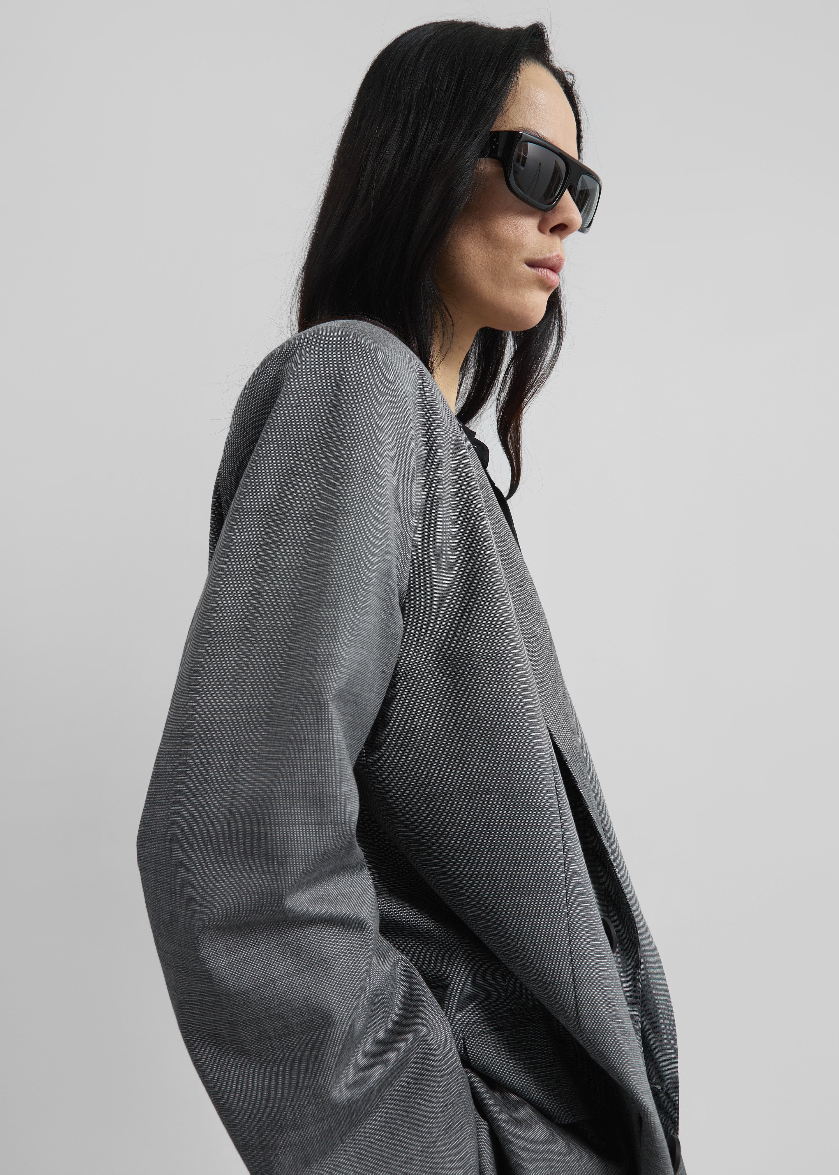 Newark Double Breasted Blazer - Grey Melange - 5