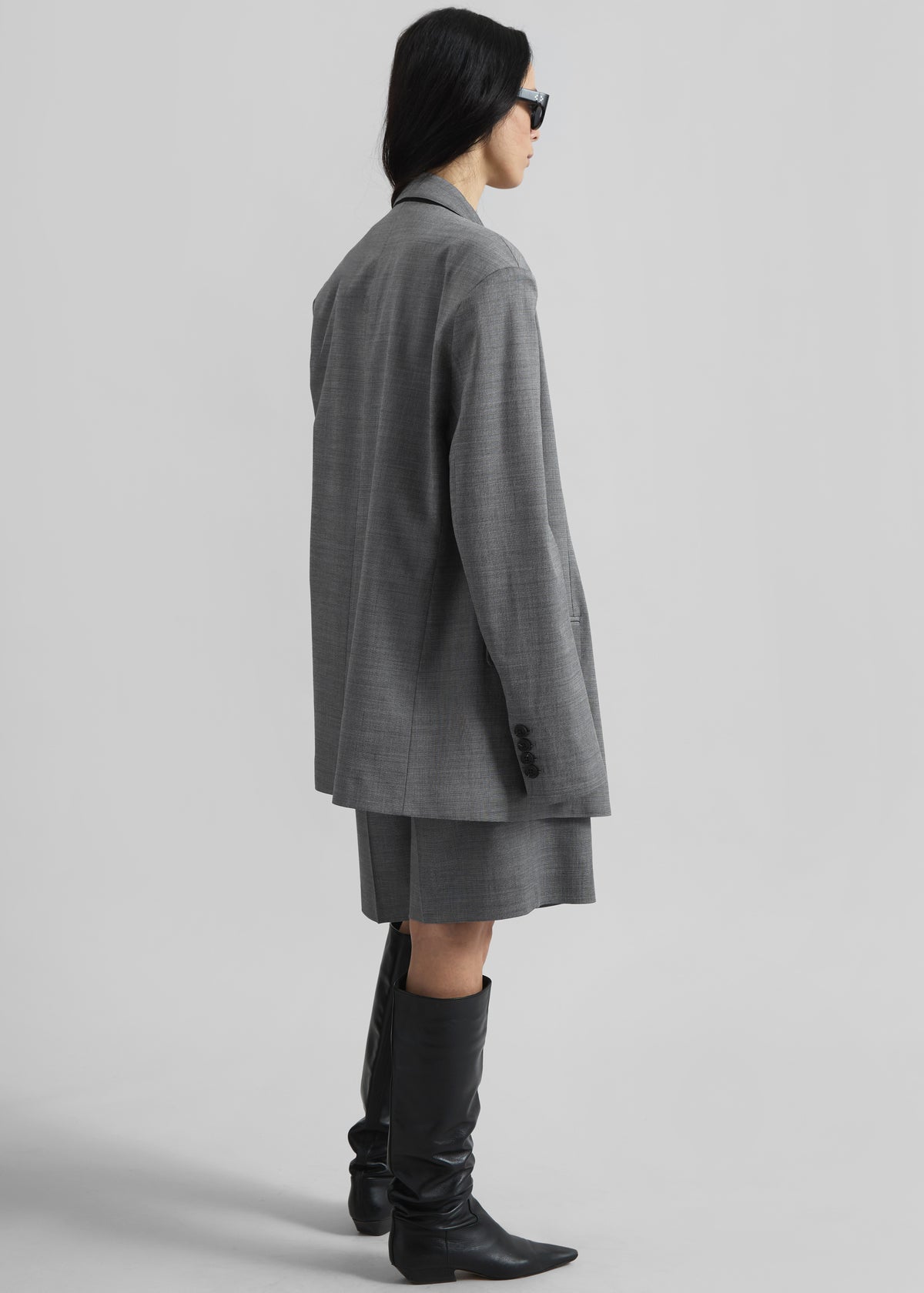 Newark Double Breasted Blazer - Grey Melange - 6