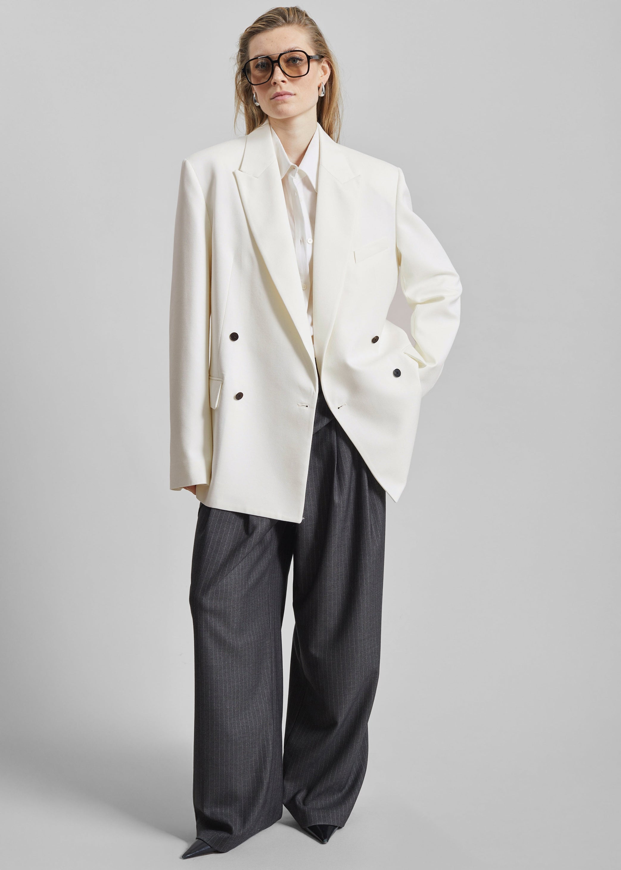 Shop the look image for Newark Double Breasted Blazer - Ivory