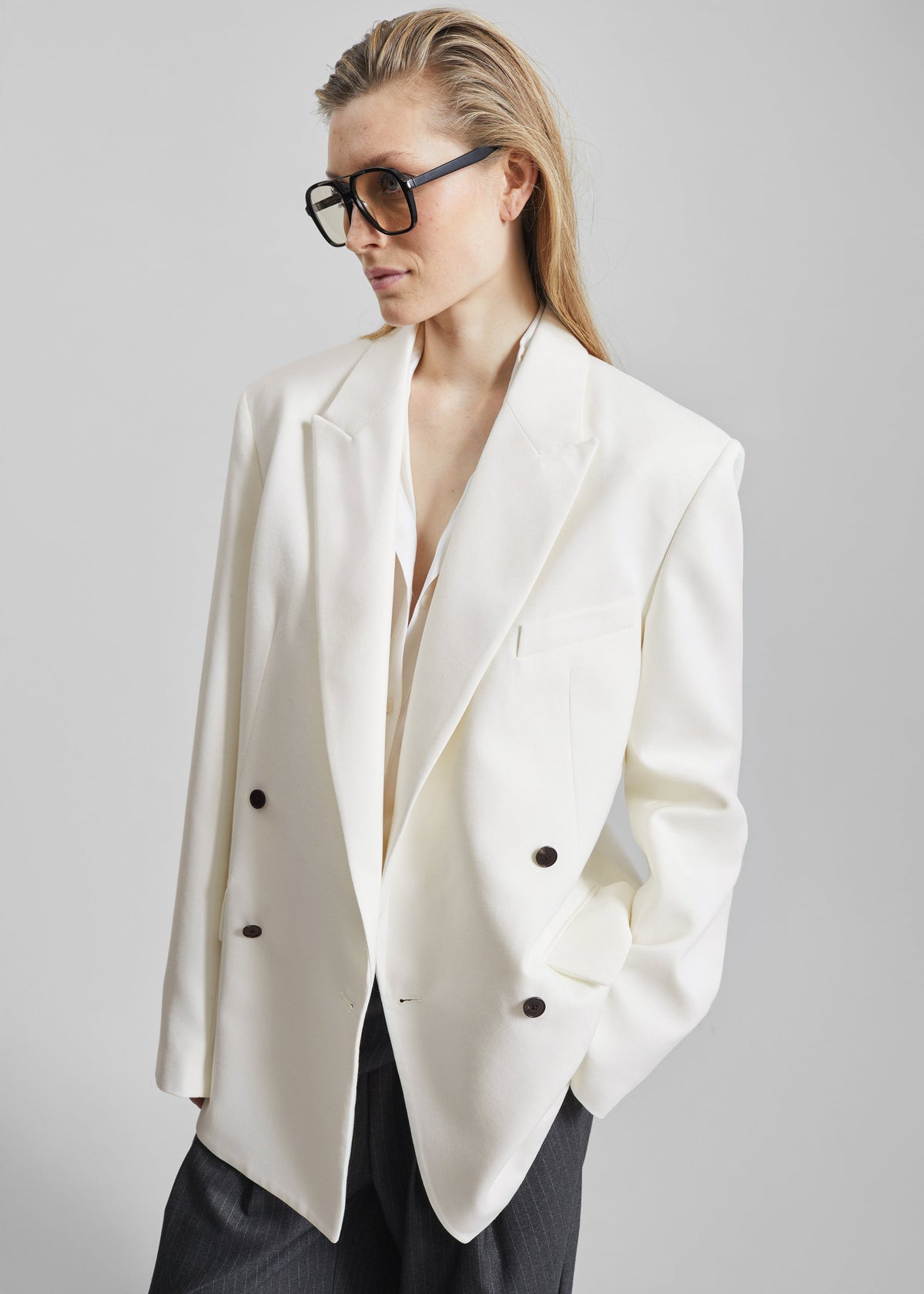 Newark Double Breasted Blazer - Ivory - 9