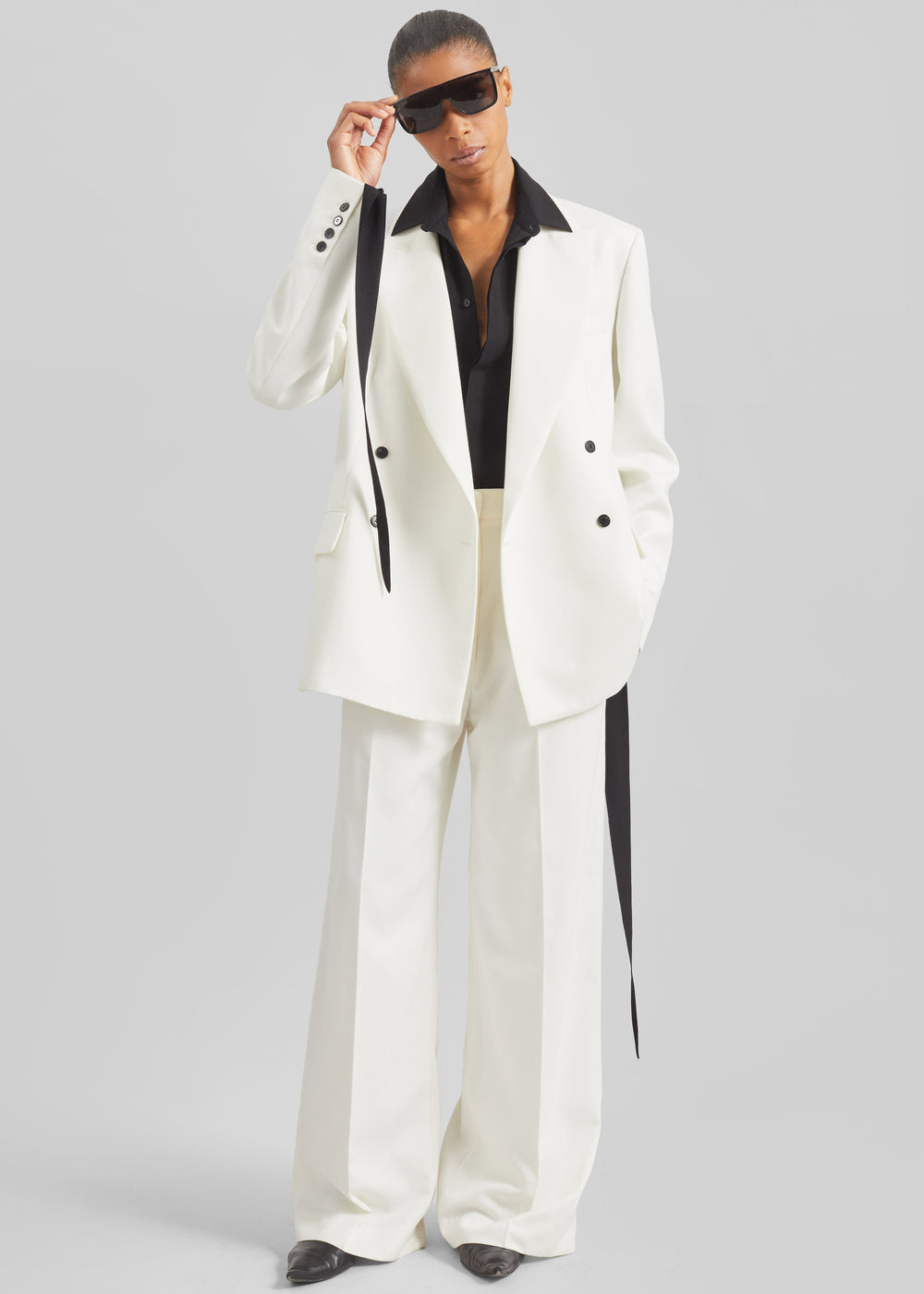 Newark Double Breasted Blazer - Ivory - 1