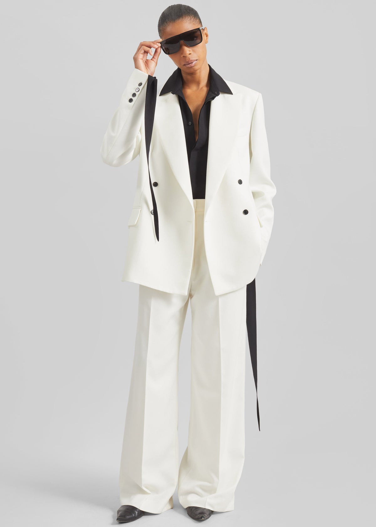 Newark Double Breasted Blazer - Ivory - 2