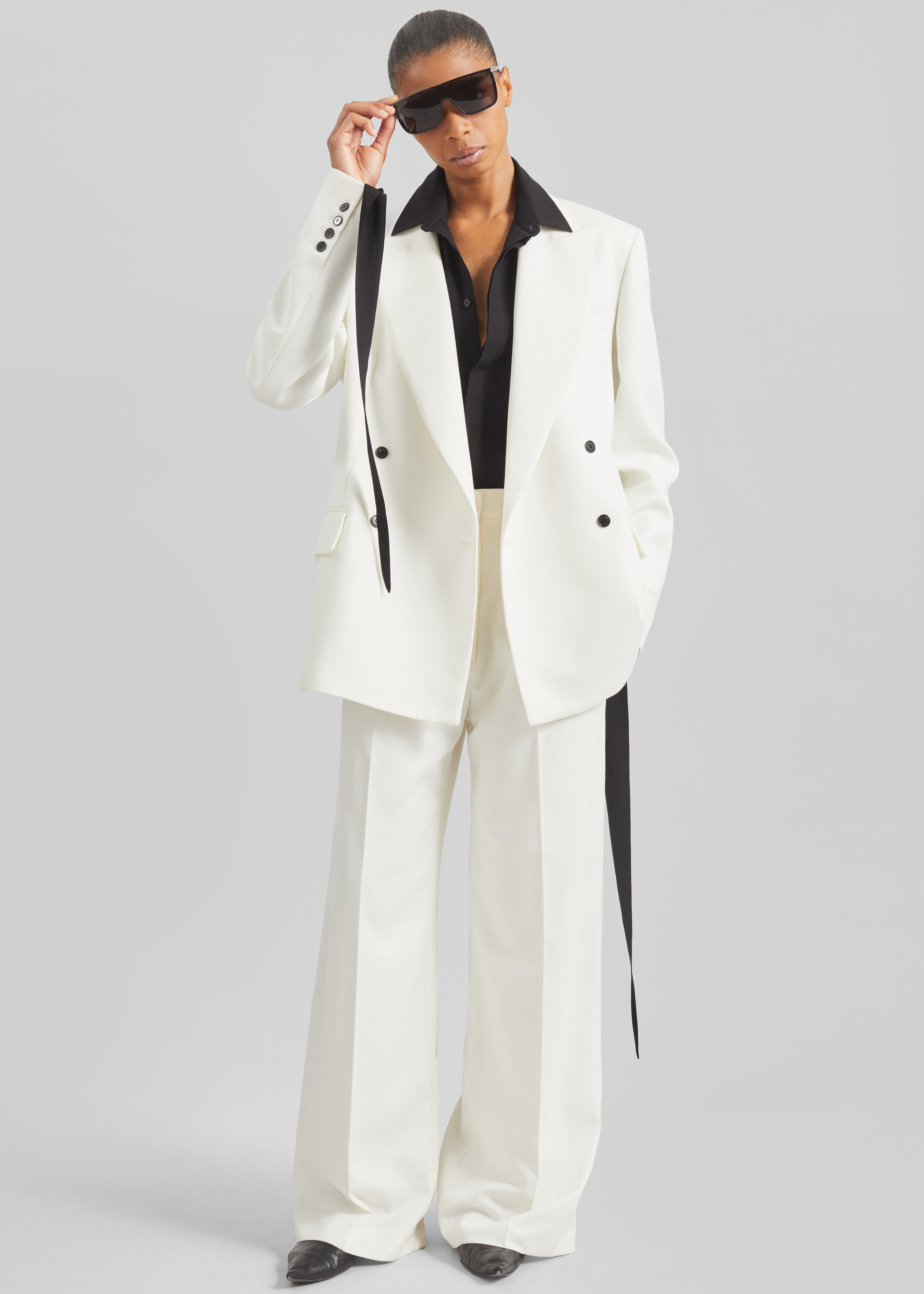 Newark Double Breasted Blazer - Ivory - 2