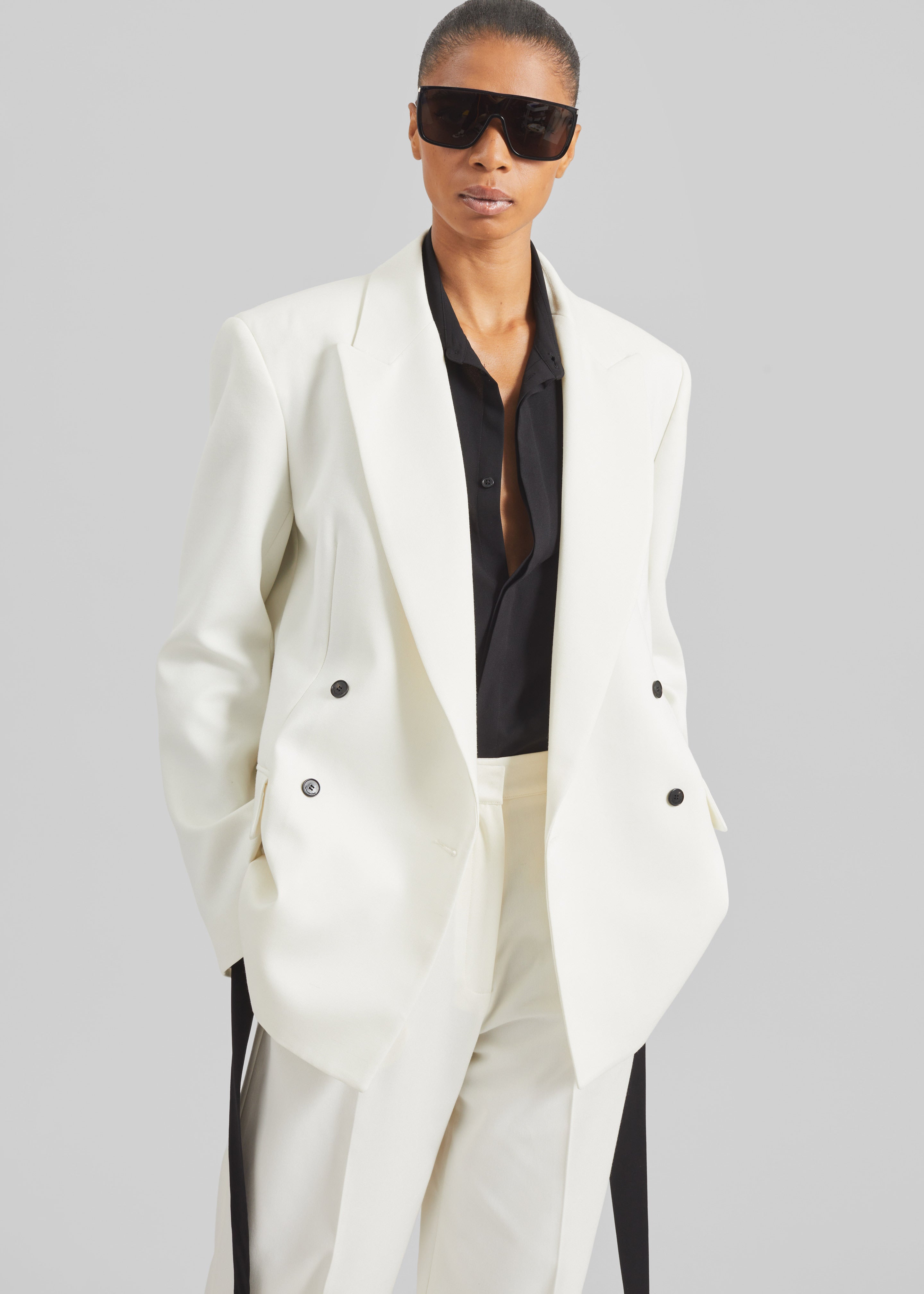 Newark Double Breasted Blazer - Ivory - 8