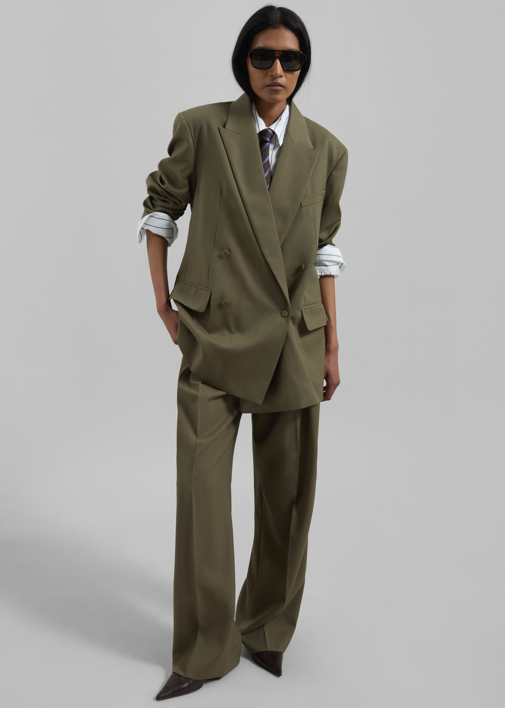 Newark Double Breasted Blazer - Khaki
