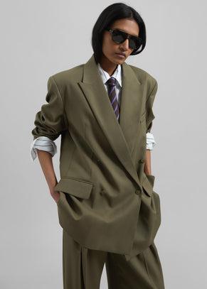 Newark Double Breasted Blazer - Khaki
