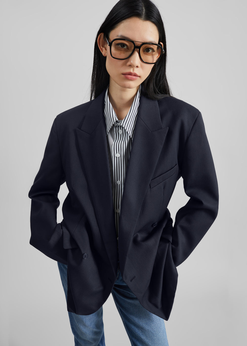 Newark Double Breasted Blazer - Navy