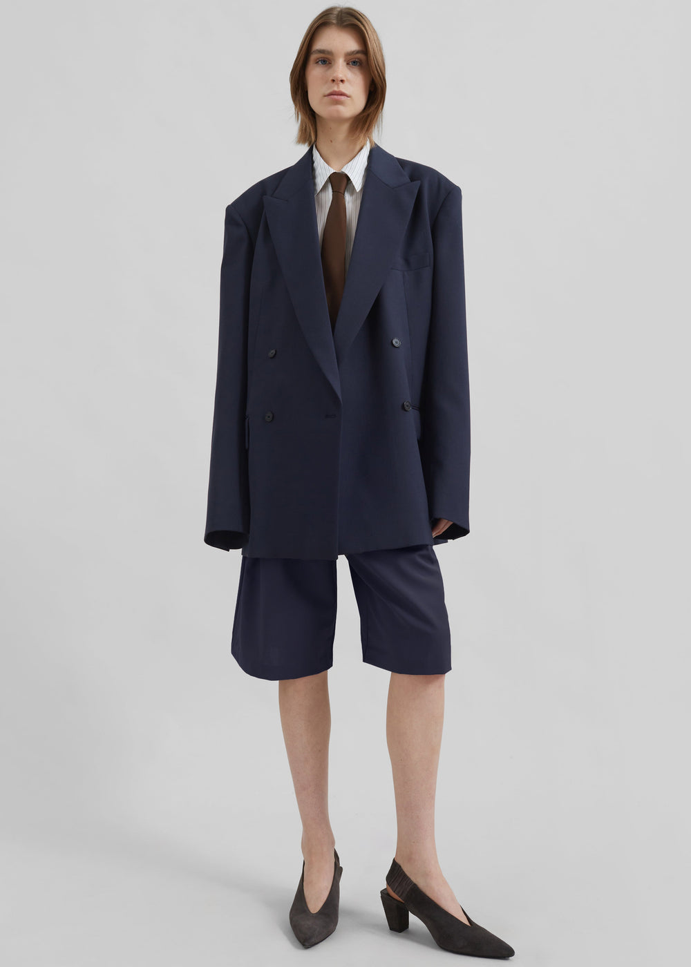 Newark Double Breasted Blazer - Navy - 1