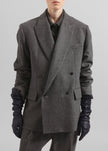 Newark Flannel Double Breasted Blazer - Grey Melange