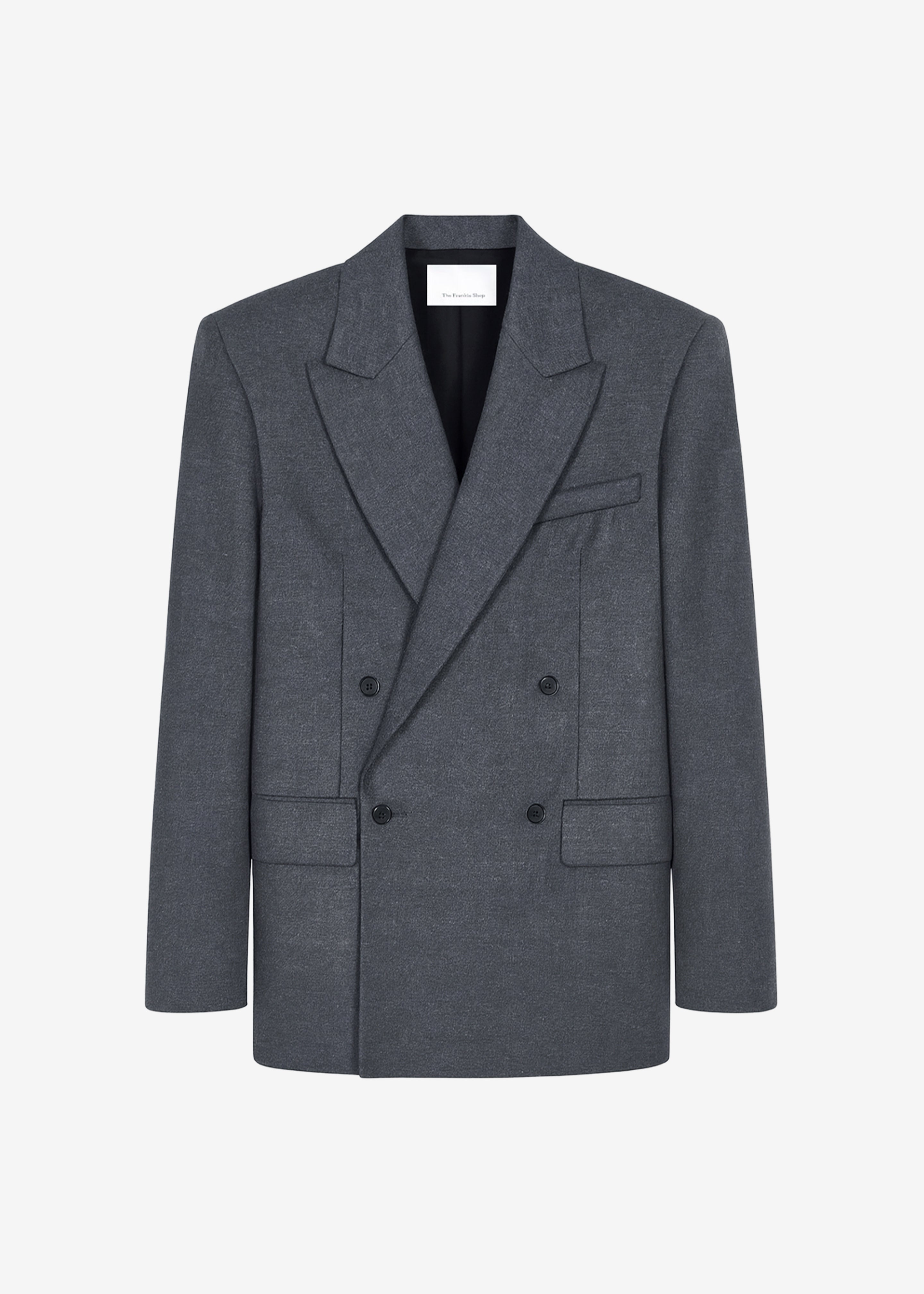 Newark Flannel Double Breasted Blazer - Grey Melange - 9