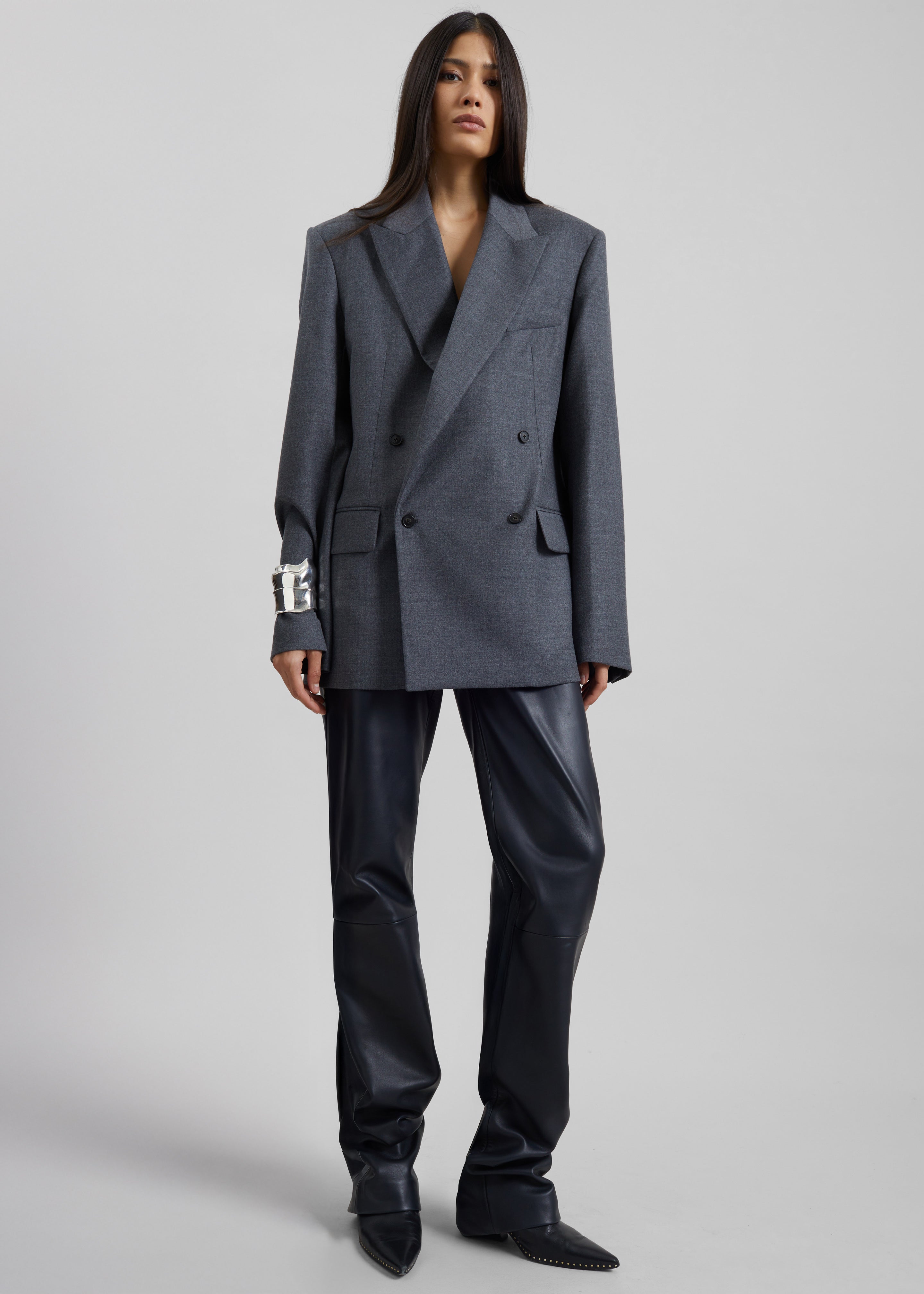 Newark Flannel Double Breasted Blazer - Grey Melange – The Frankie