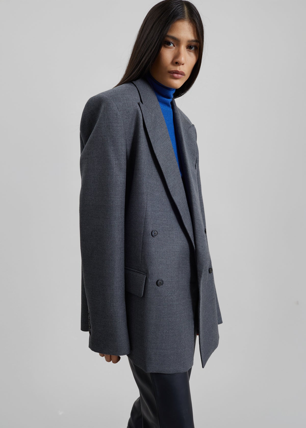 Newark Flannel Double Breasted Blazer - Grey Melange - 7