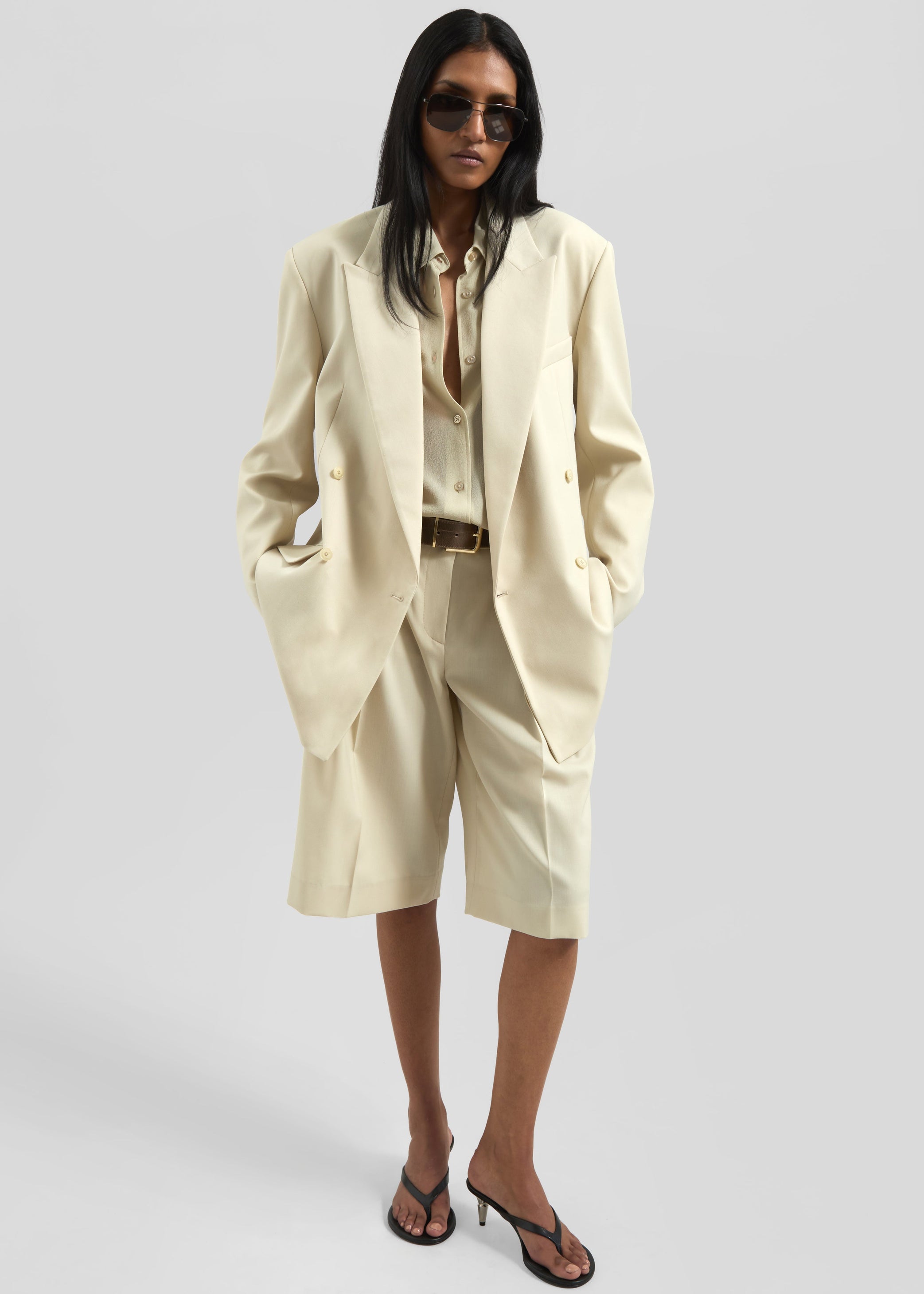 Shop the look image for Newark Double Breasted Blazer - Cement