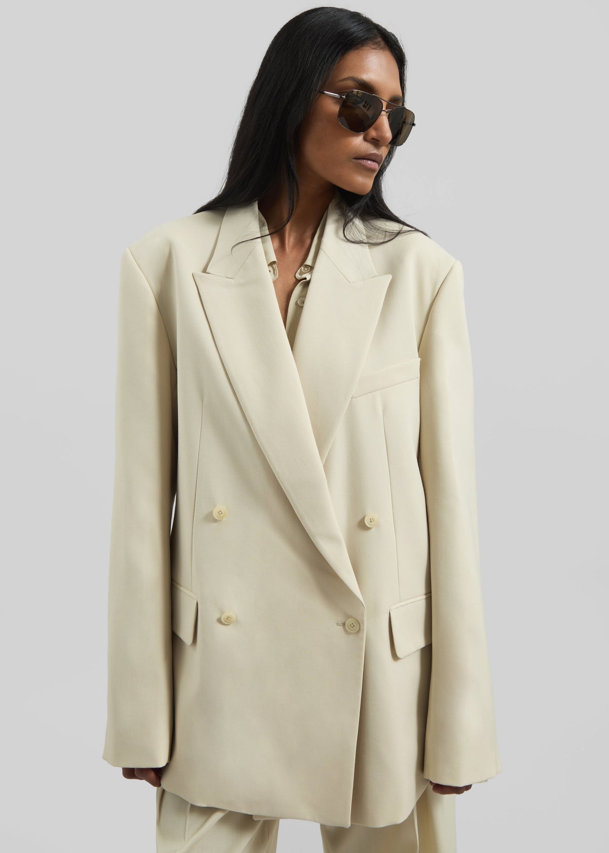 Newark Double Breasted Blazer - Cement - 9