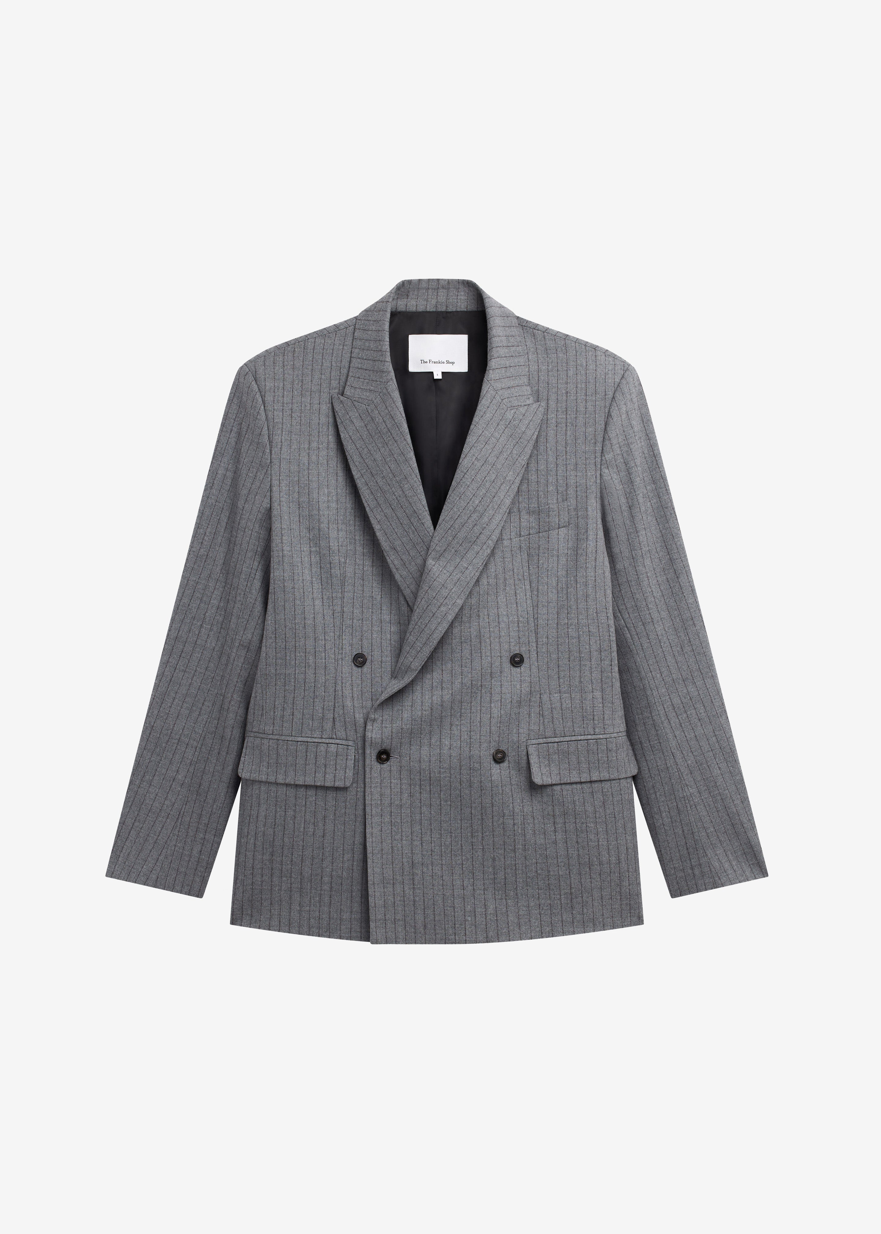 Newark Pinstripe Double Breasted Blazer - Grey/Brown – The Frankie