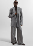 Newark Pinstripe Double Breasted Blazer - Grey/Brown