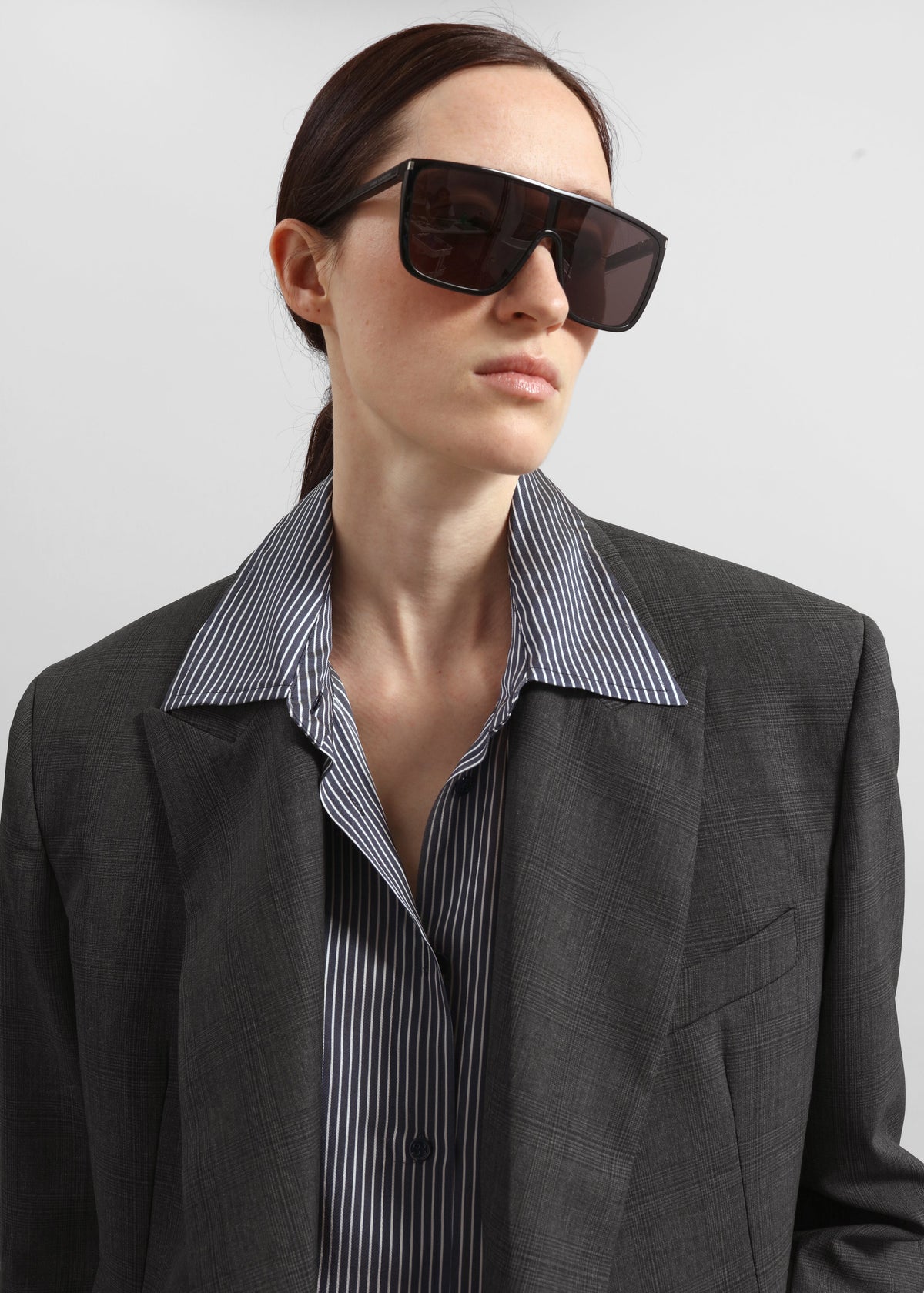 Newark Plaid Double Breasted Blazer - Dark Grey - 3