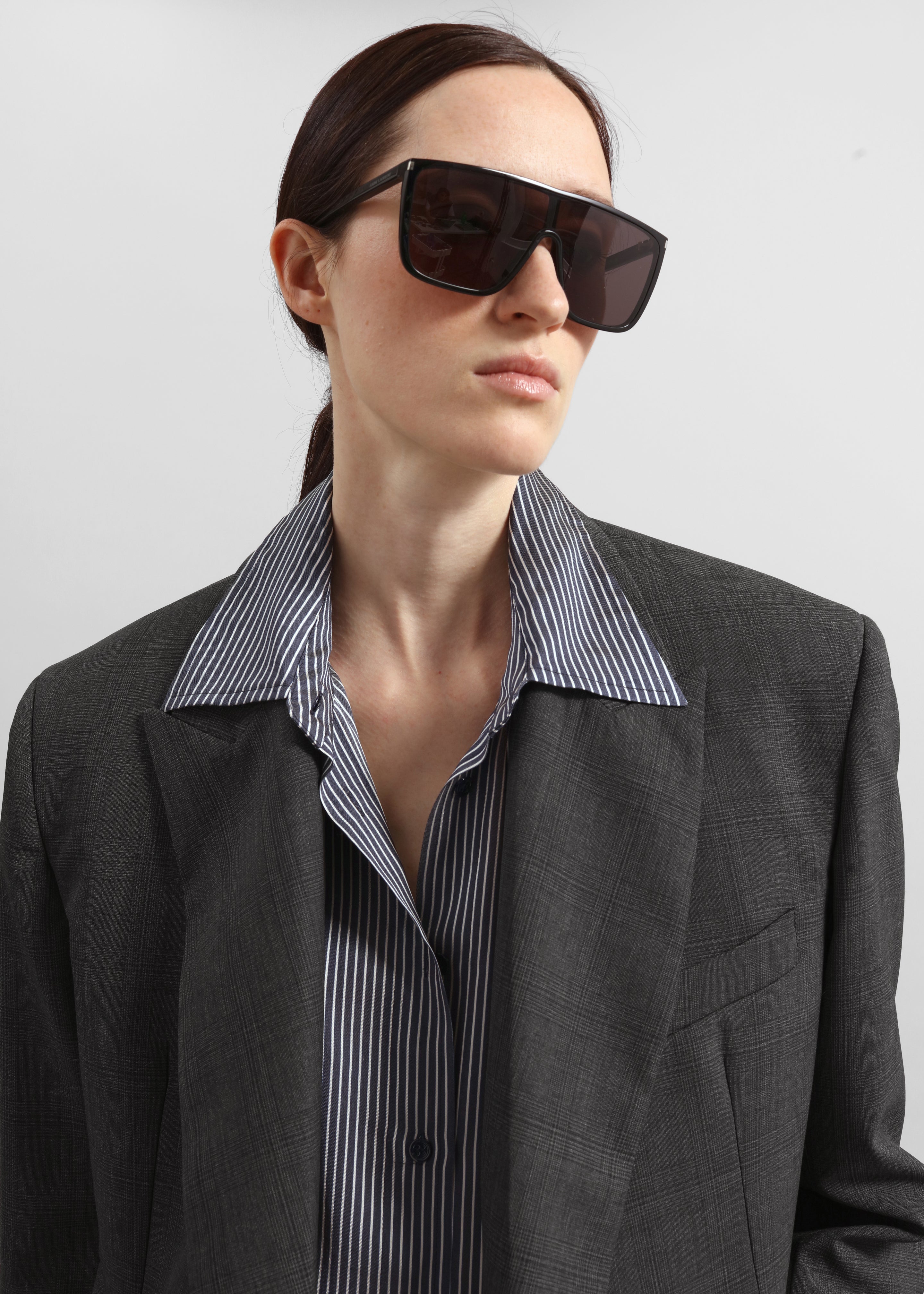 Newark Plaid Double Breasted Blazer - Dark Grey - 3