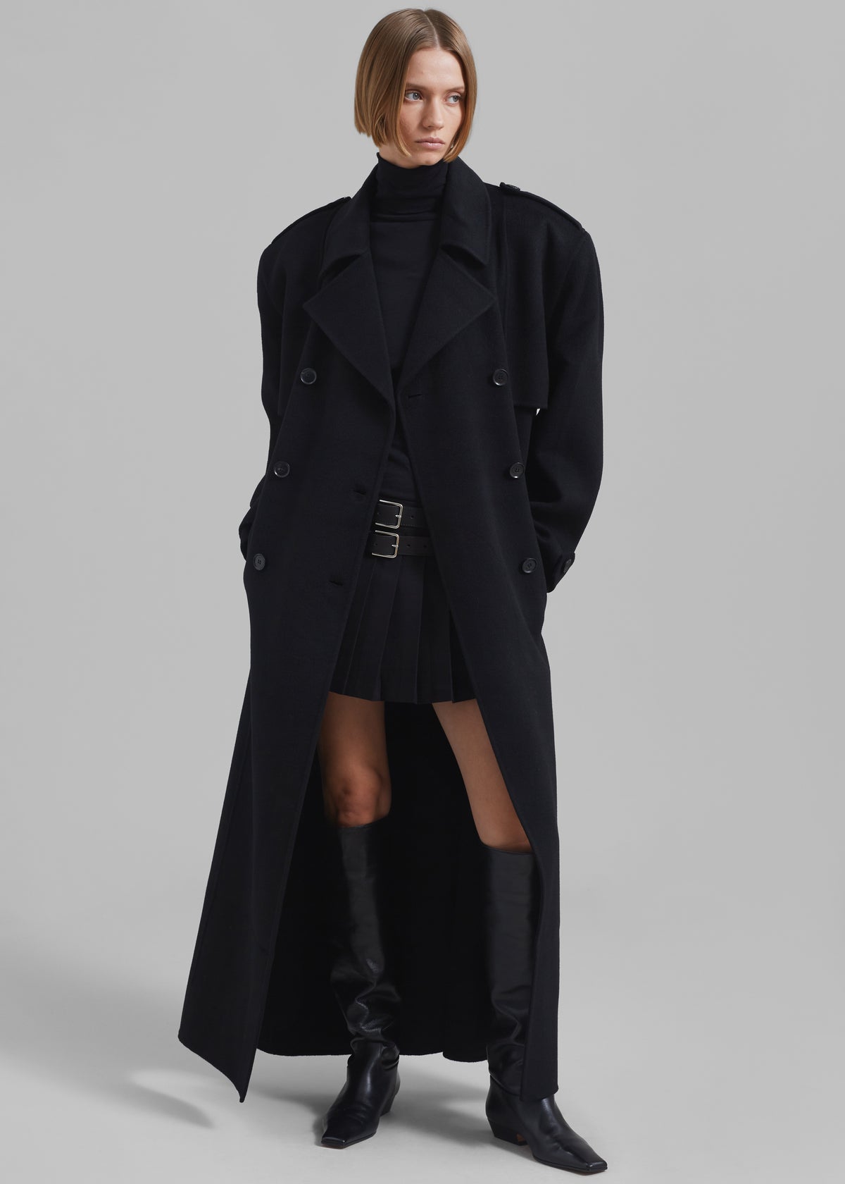 Nikola Padded Trench Coat - Black - 1