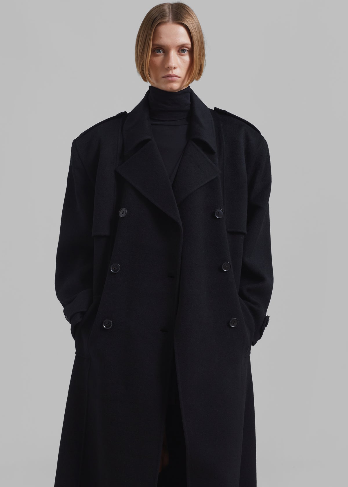 Nikola Padded Trench Coat - Black - 7