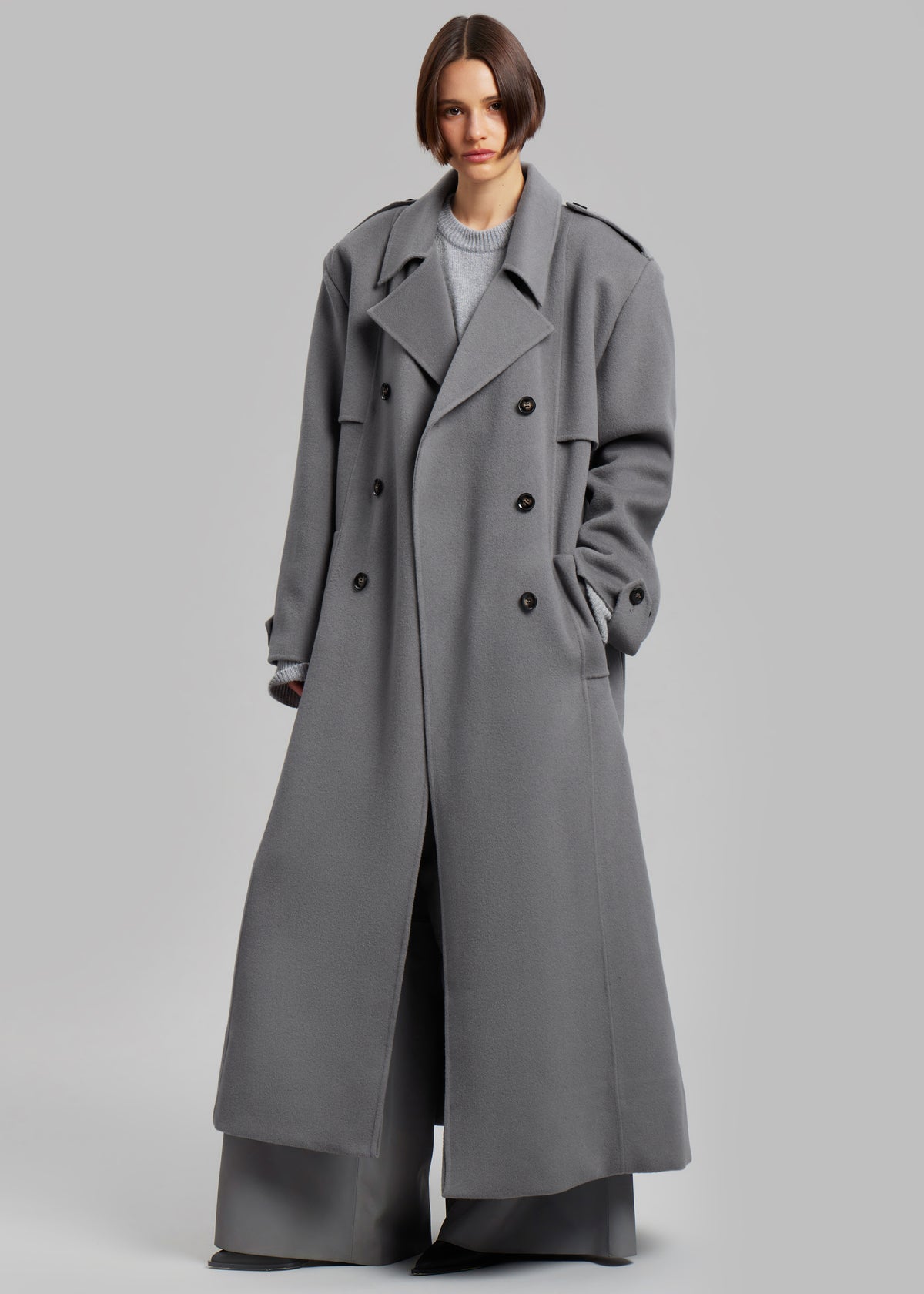 Nikola Padded Trench Coat - Grey - 8