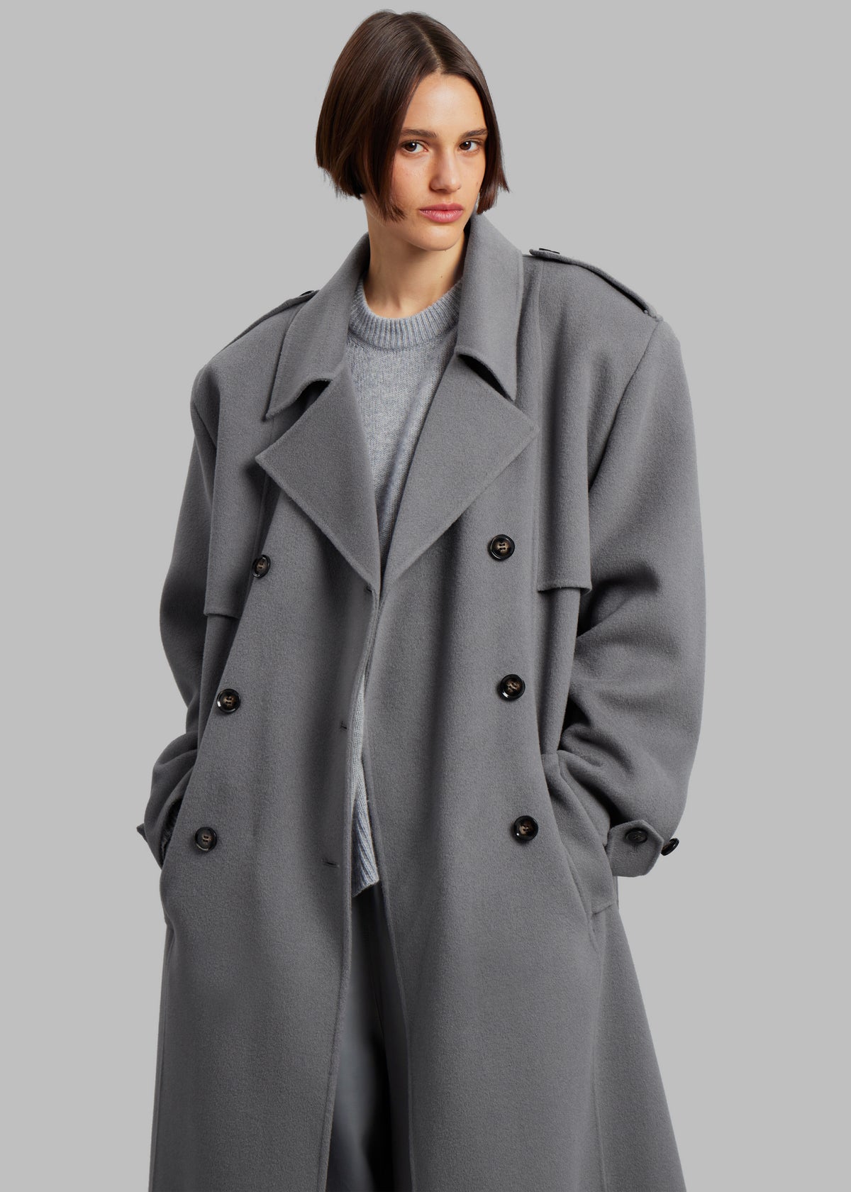 Nikola Padded Trench Coat - Grey - 5