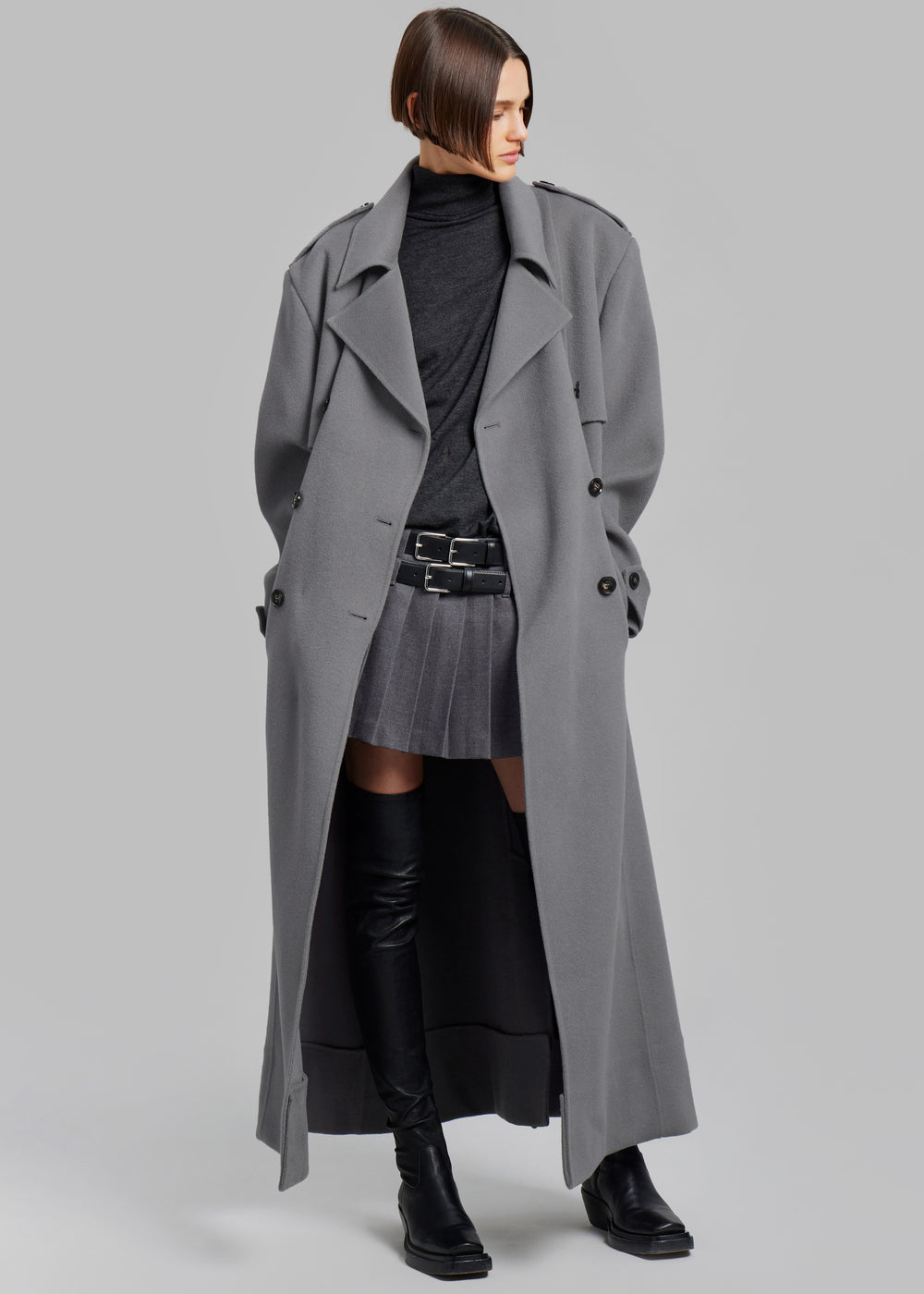Nikola Padded Trench Coat - Grey - 1