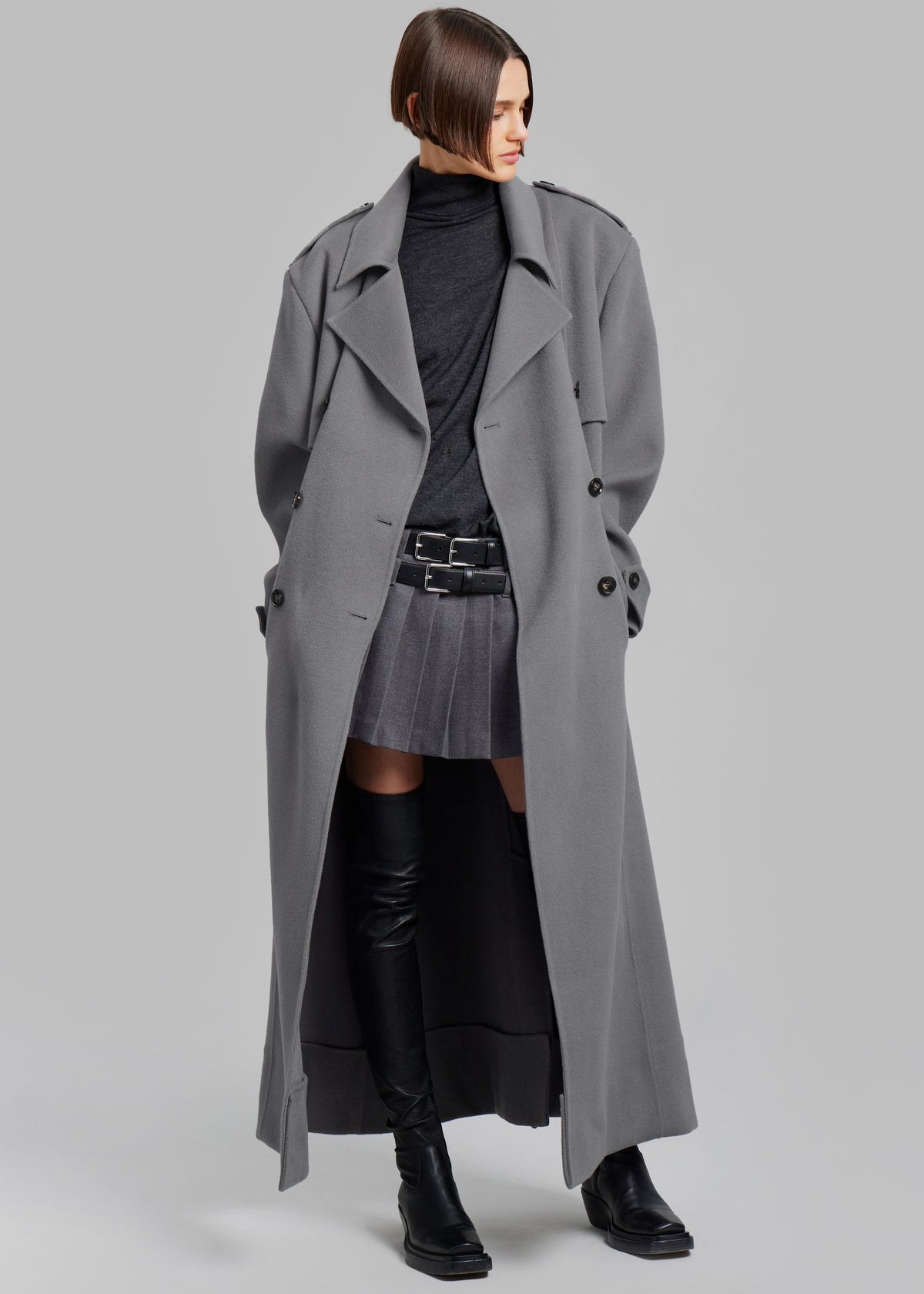 Nikola Padded Trench Coat - Grey - 2