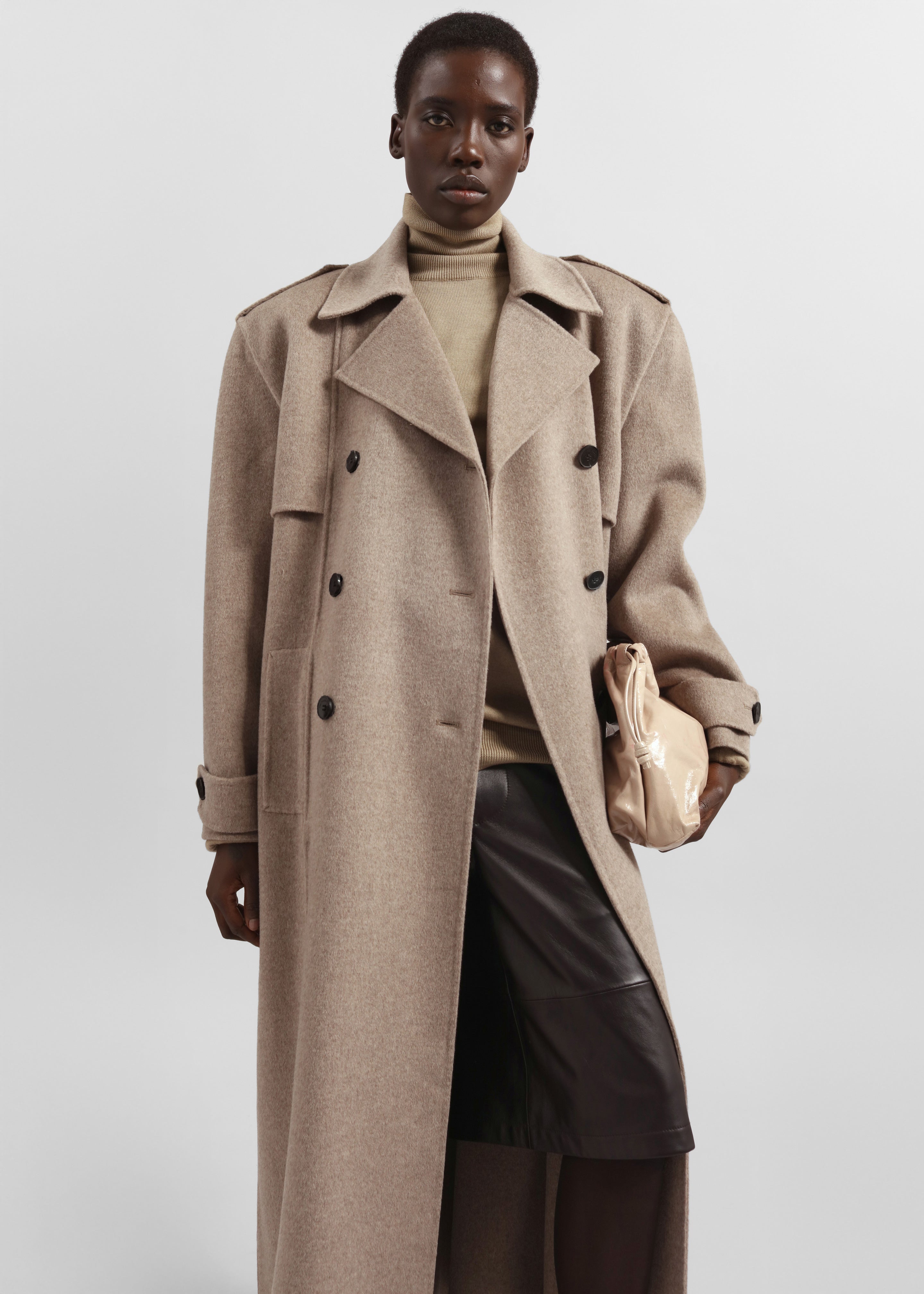 Nikola Padded Trench Coat - Taupe Melange - 5