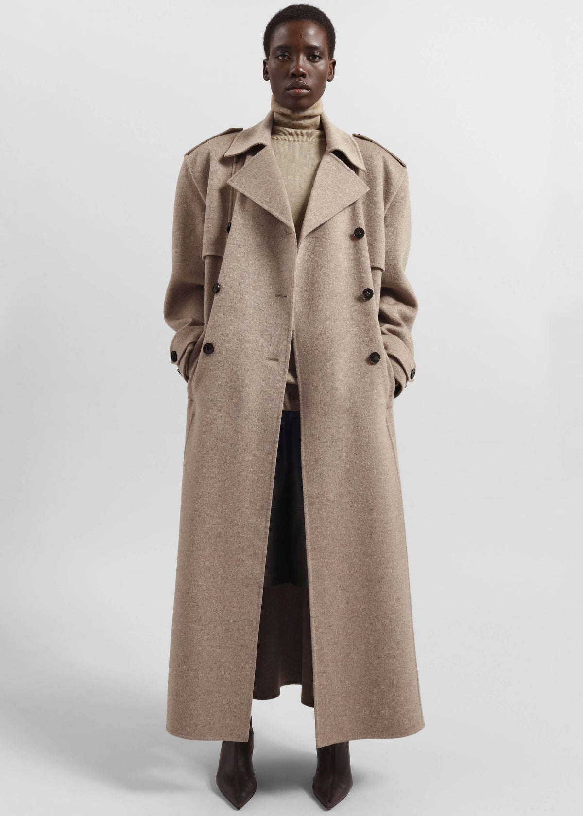 Nikola Padded Trench Coat - Taupe Melange - 1