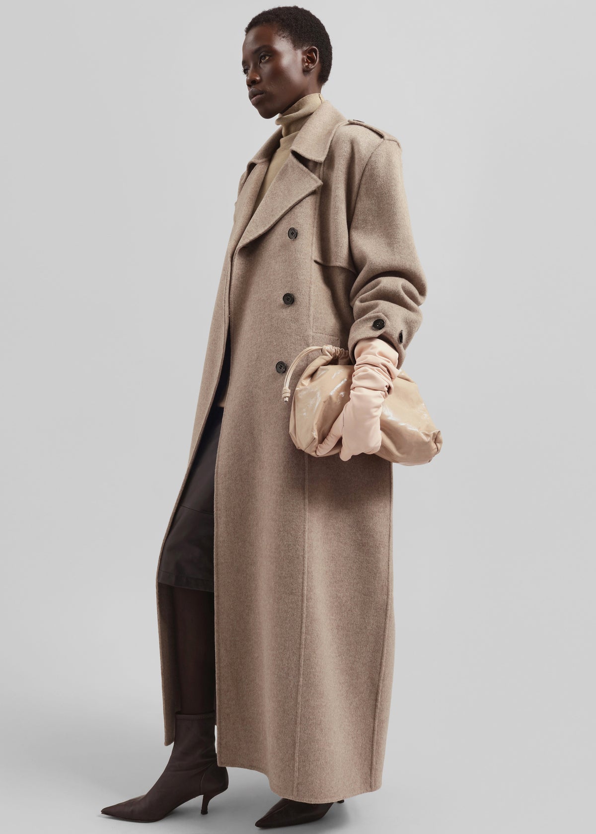 Nikola Padded Trench Coat - Taupe Melange - 3