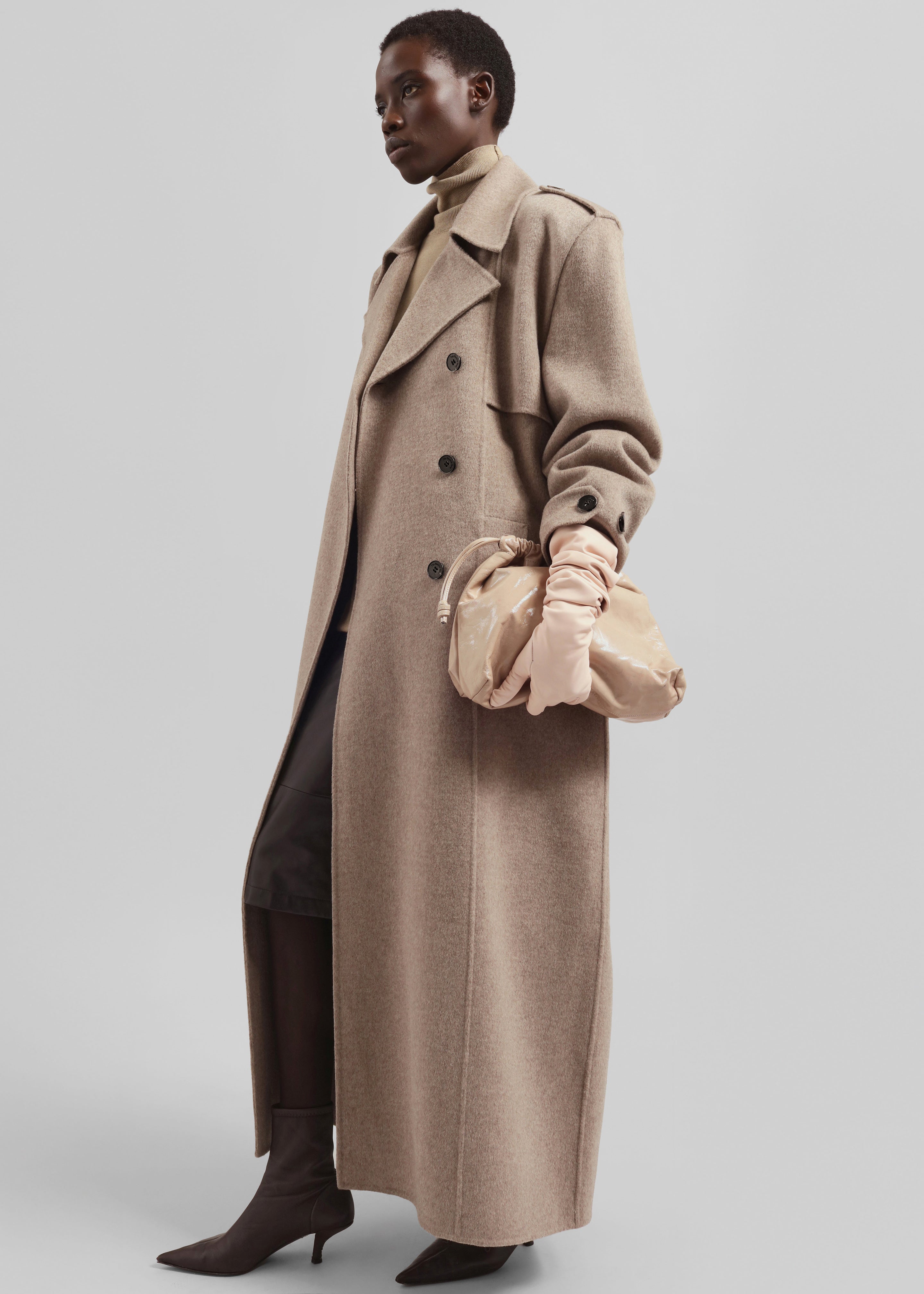 Nikola Padded Trench Coat - Taupe Melange - 3