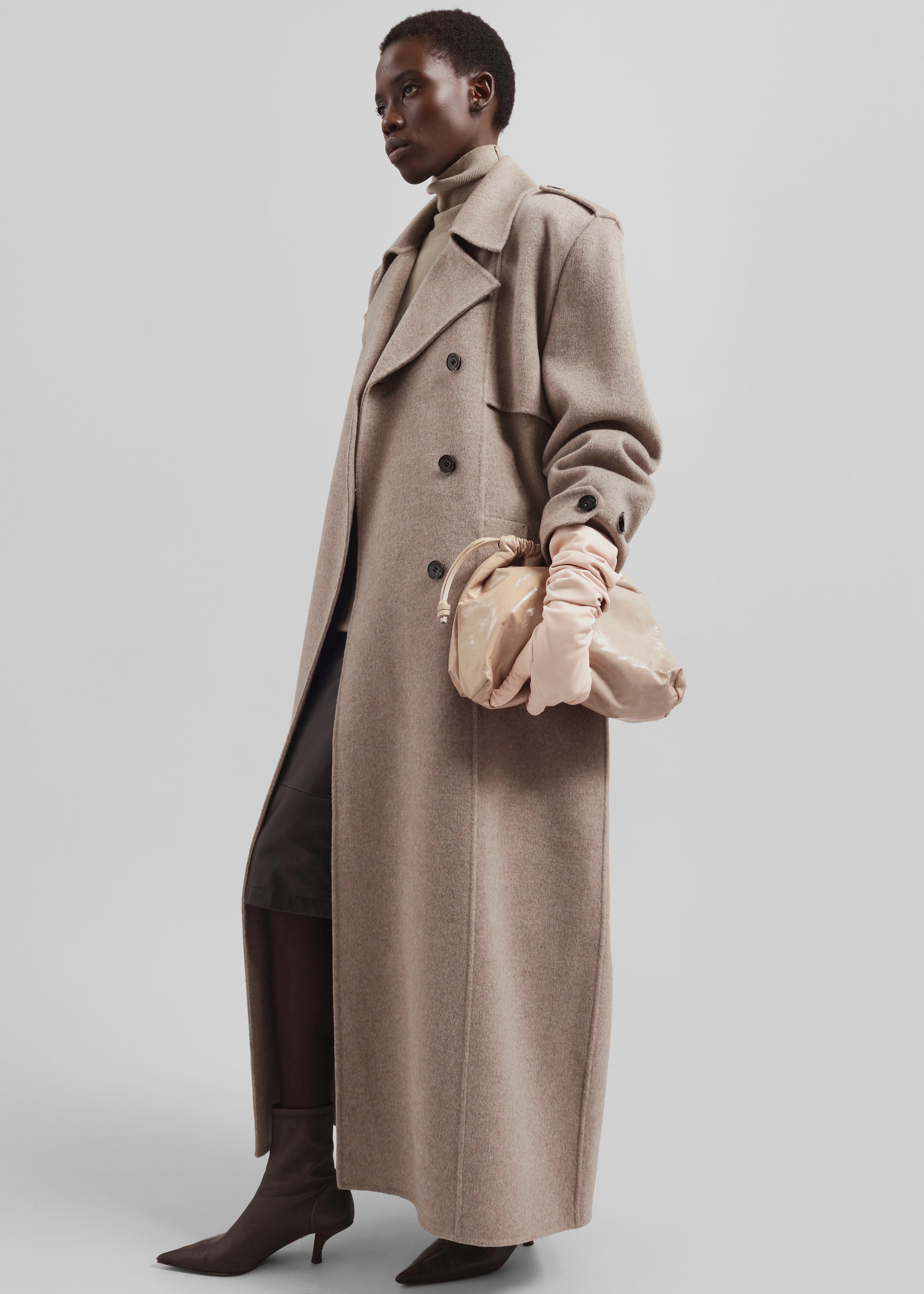 Nikola Padded Trench Coat - Taupe Melange - 3