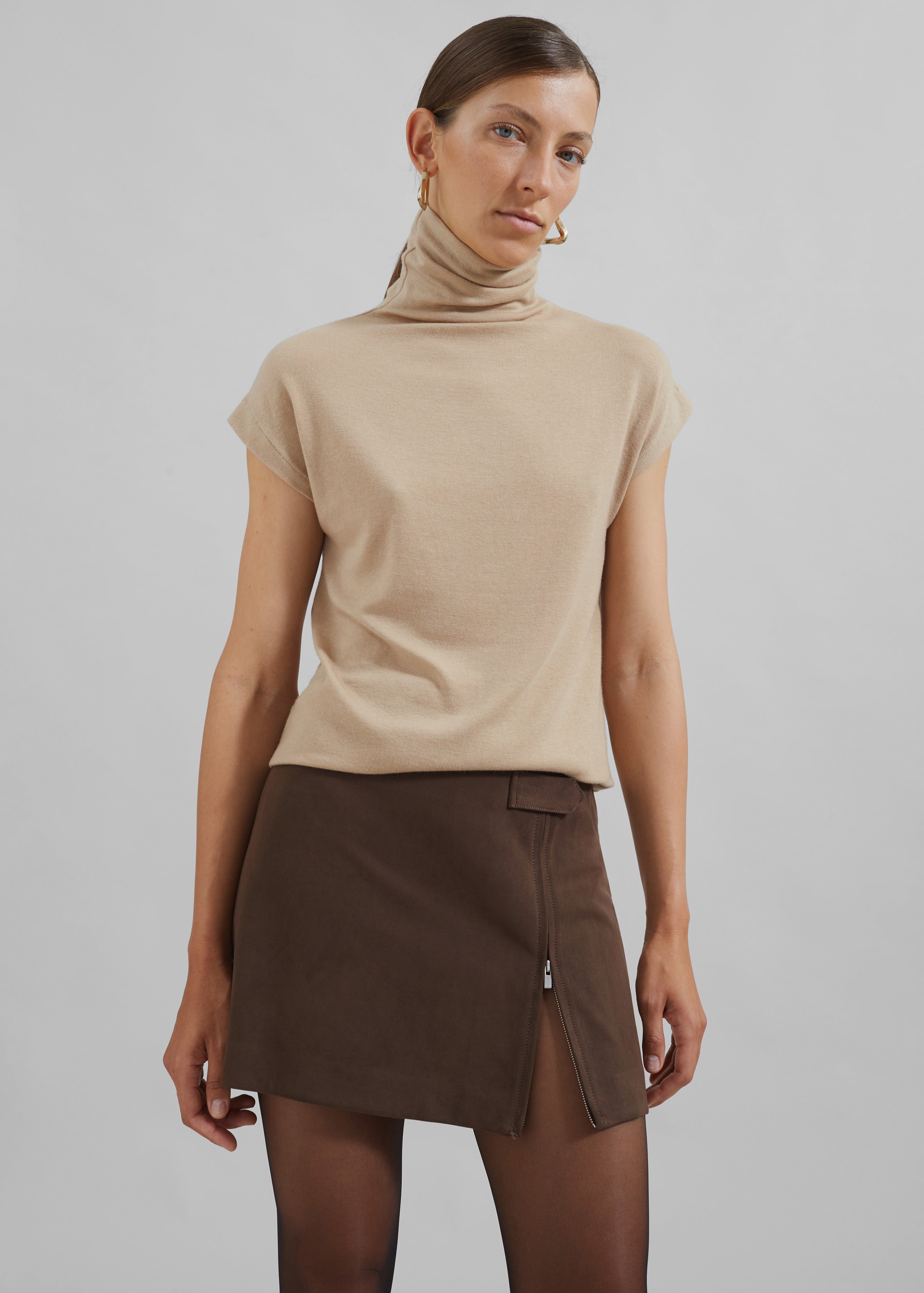 Nile Turtleneck Top - Beige - 3