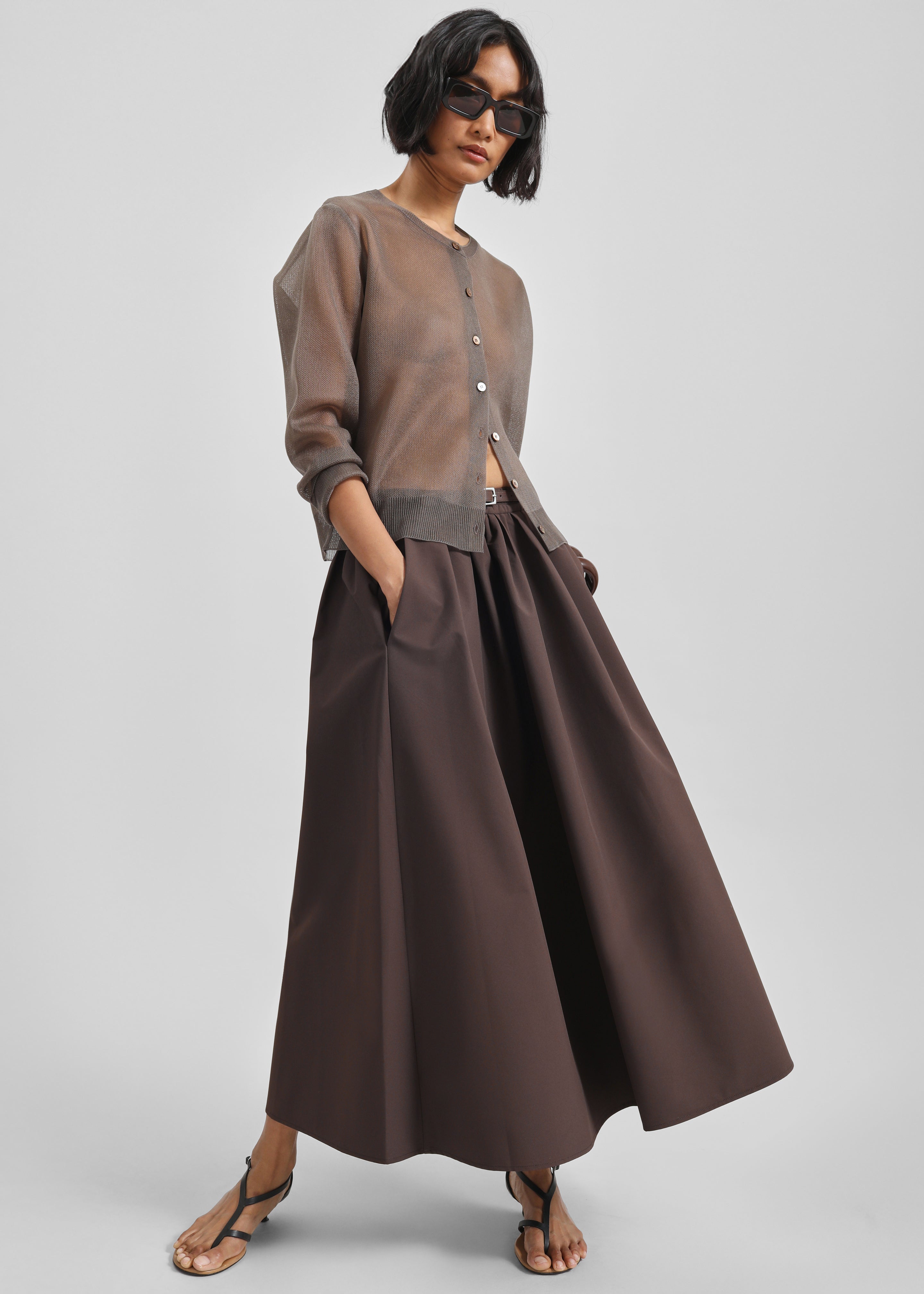 Nimes Voluminous A-Line Maxi Skirt - Brown – The Frankie Shop Europe